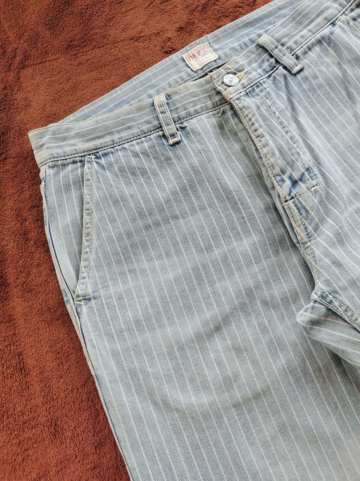 Kapital Dept Japan Pinstripe Wash Blue Denim Jeans Size US 32 / EU 48 - 4 Thumbnail