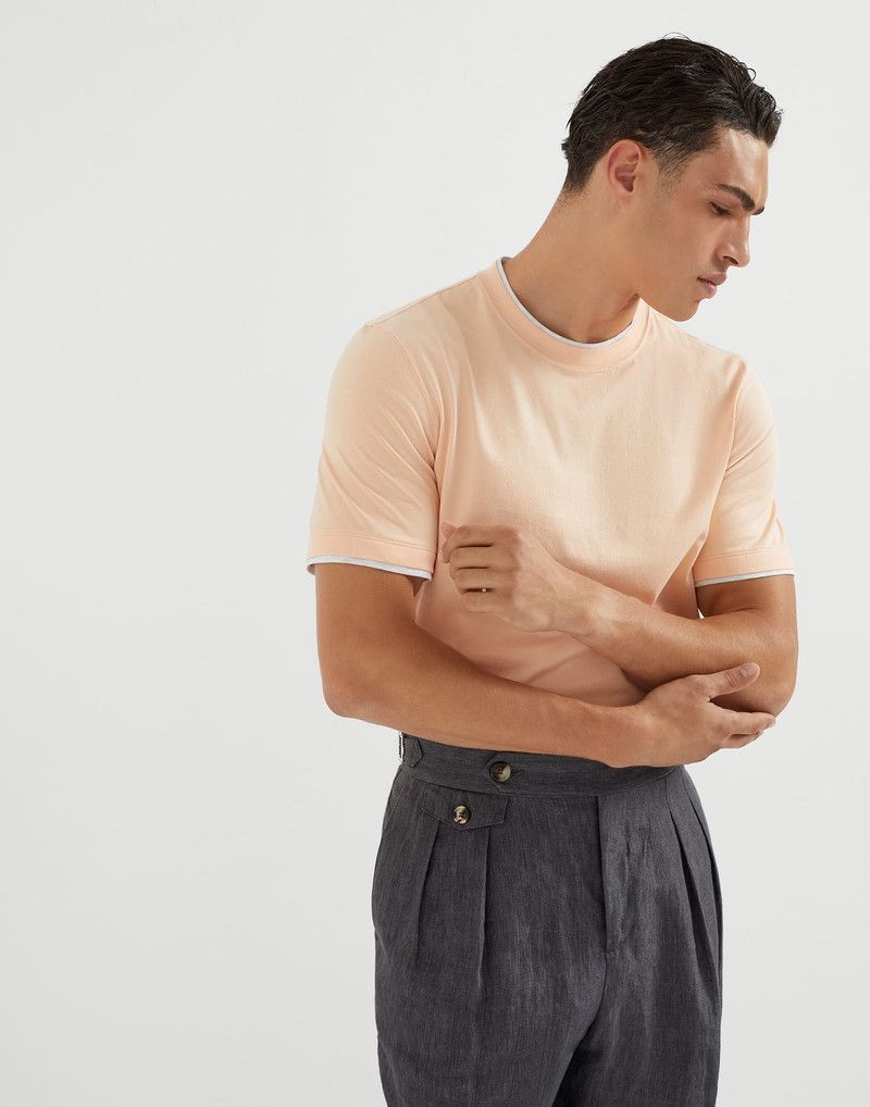Brunello Cucinelli o1la1rc1a0326 Crew Neck T-Shirt in Nude Size US S / EU 44-46 / 1 - 4 Thumbnail