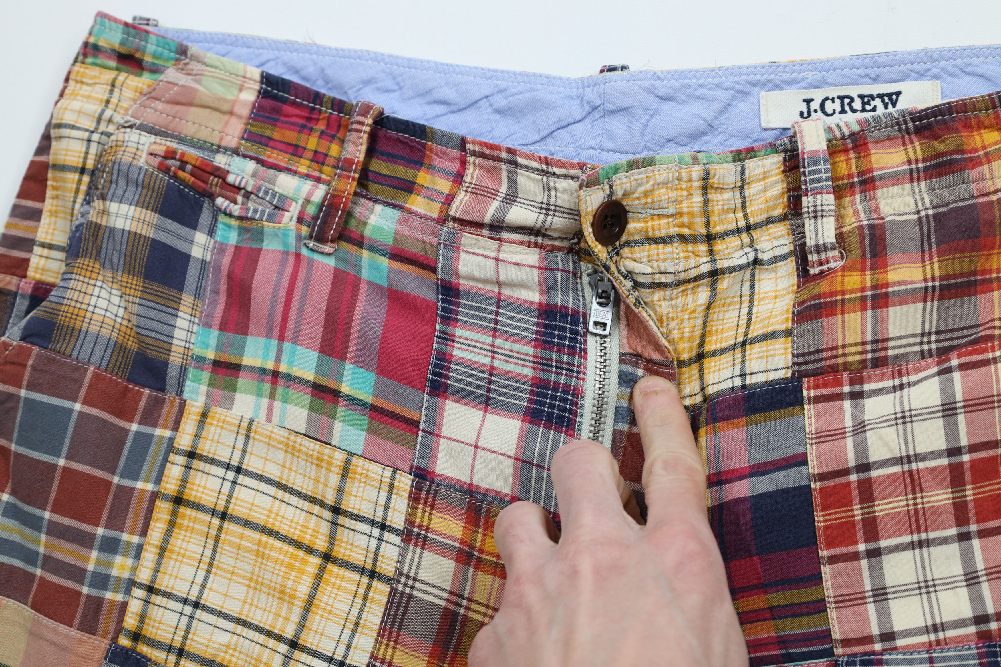 J.Crew × Vintage Vintage 90s Y2K J Crew Patchwork Rainbow Madras Shorts Size US 35 - 5 Thumbnail