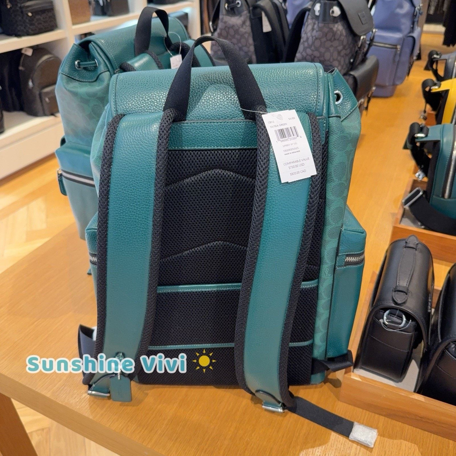 Coach NWT Coach MEN Sprint Backpack Colorblock CBI12 Sea Green Size ONE SIZE - 4 Thumbnail