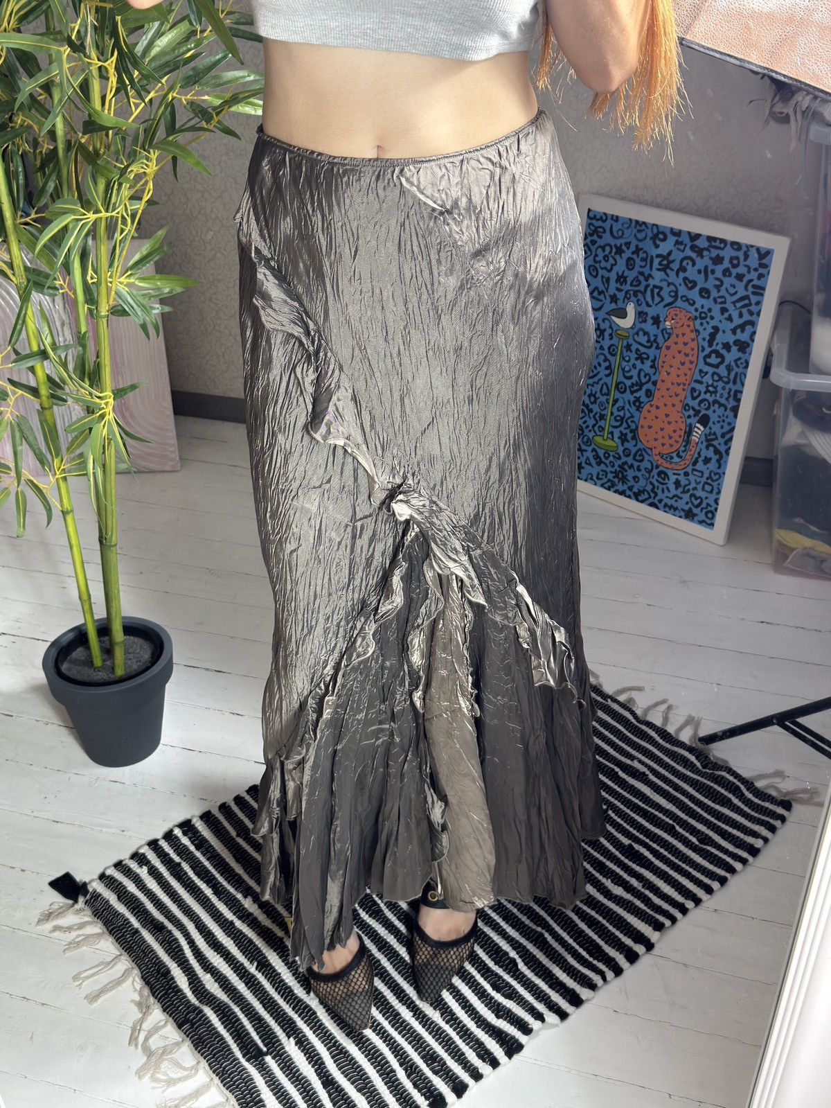 Other VINTAGE SILK ASYMMETRICAL RUFFLE MAXI SKIRT Size 30" / US 8 / IT 44 - 9 Thumbnail