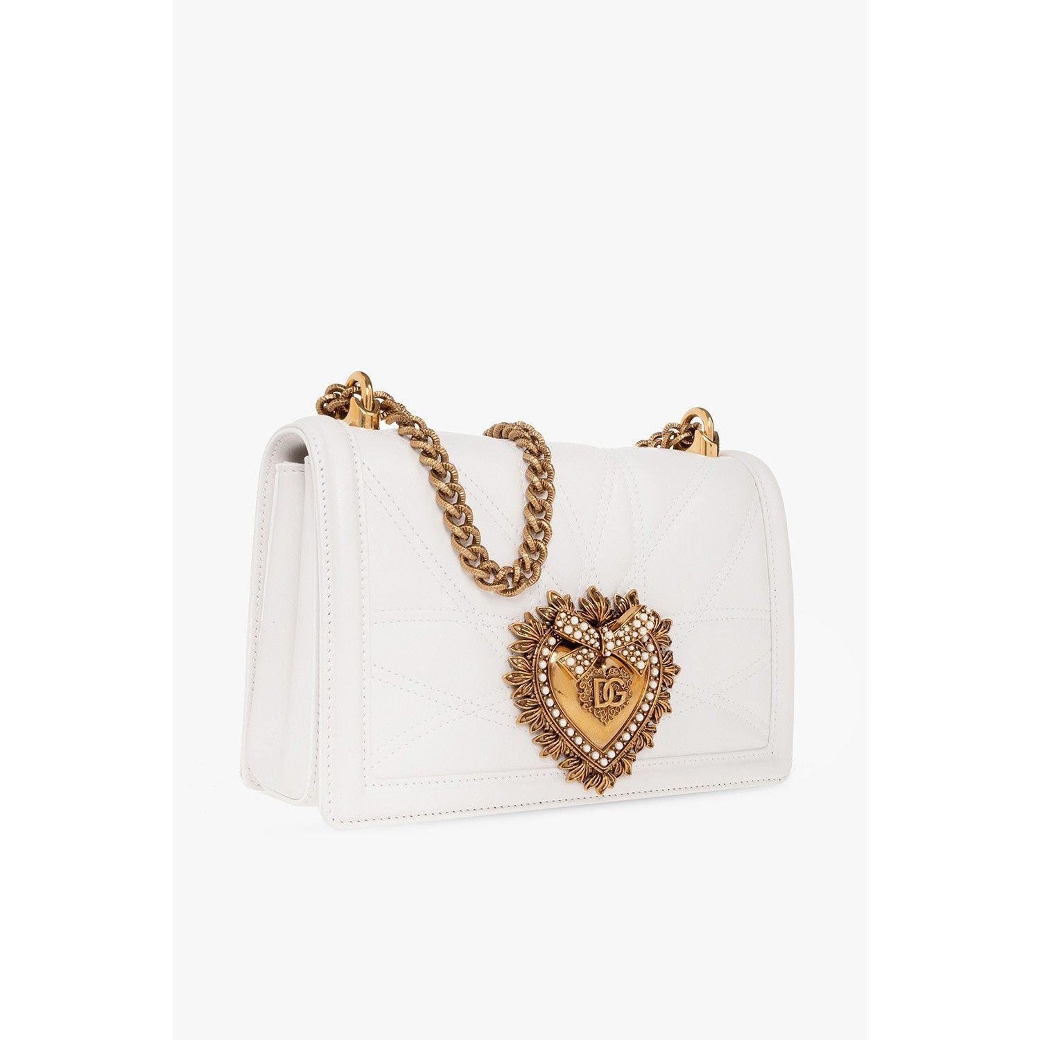 Dolce & Gabbana DOLCE&GABBANA Devotion Medium White Leather Shoulder Bag New Size ONE SIZE - 3 Thumbnail