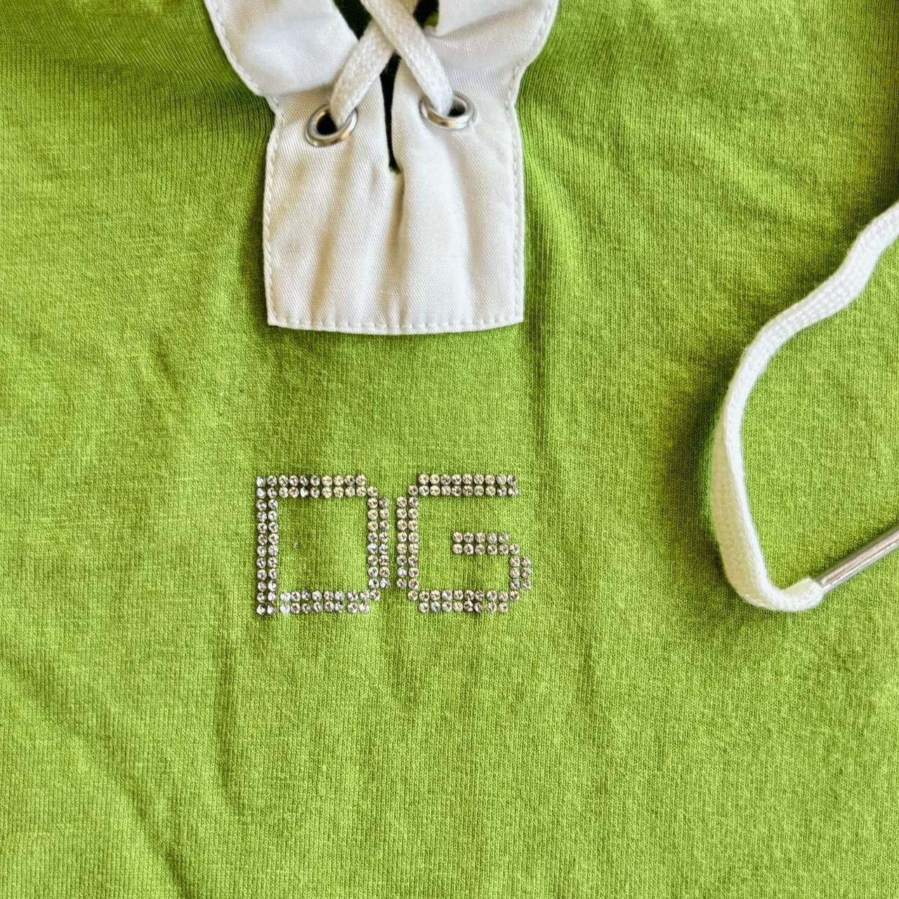 Dolce & Gabbana Dolce & Gabbana Y2K Logo Rhinestone Green Polo Tee Shirt Size M / US 6-8 / IT 42-44 - 3 Thumbnail