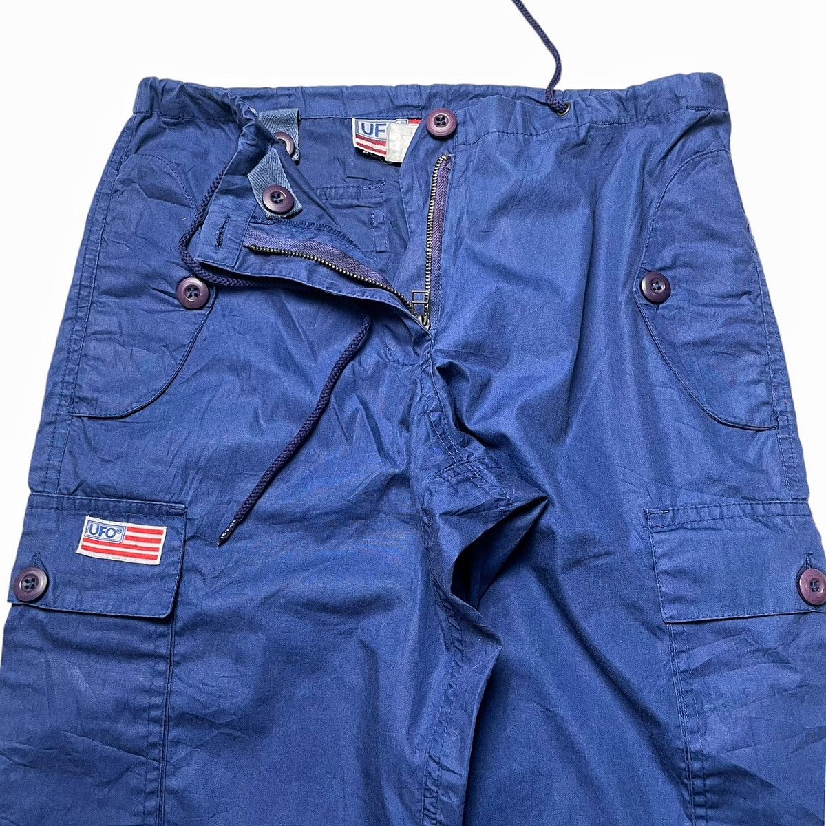 Vintage 2000s Vintage Blue Cargo Pants Y2K UFO Nylon Poly Pocket Size US 29 - 7 Thumbnail