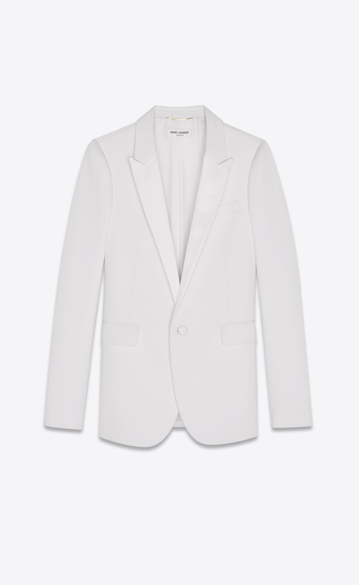 Saint Laurent Paris o1s1wg111124 Tuxedo Jacket in Grain De Poudre in White Size XS / US 0-2 / IT 36-38 - 1 Thumbnail