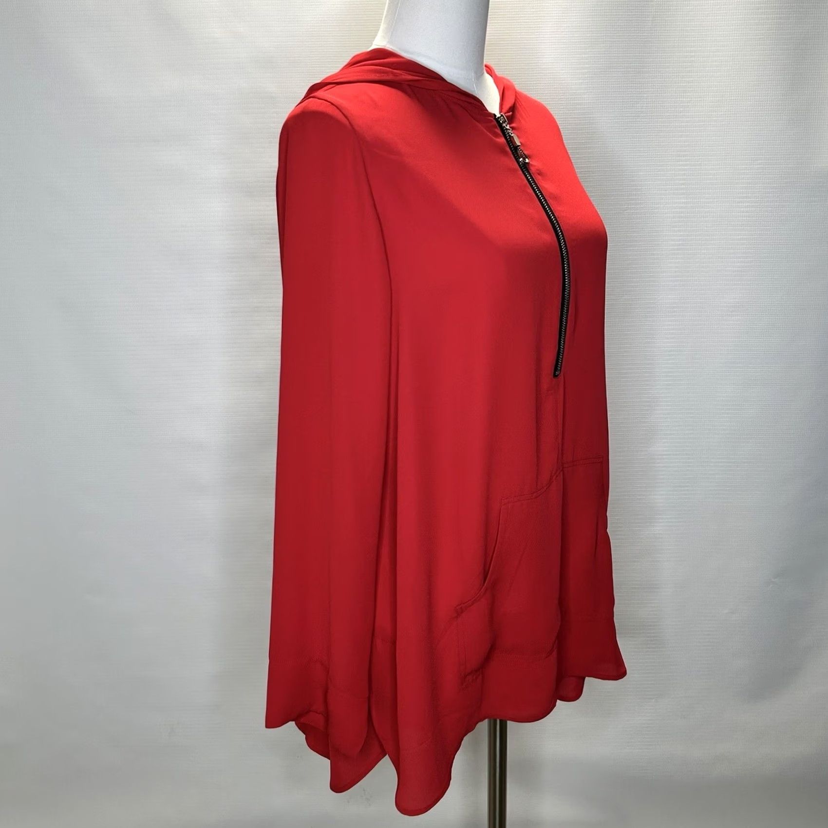 Soft Surroundings Soft Surroundings Hoodie Blouse Women's L Red Solid Knit Zip Oversized Casual Sleeve Pockets 90s Preppy Retro Blouse Womens Size L / US 10 / IT 46 - 4 Thumbnail