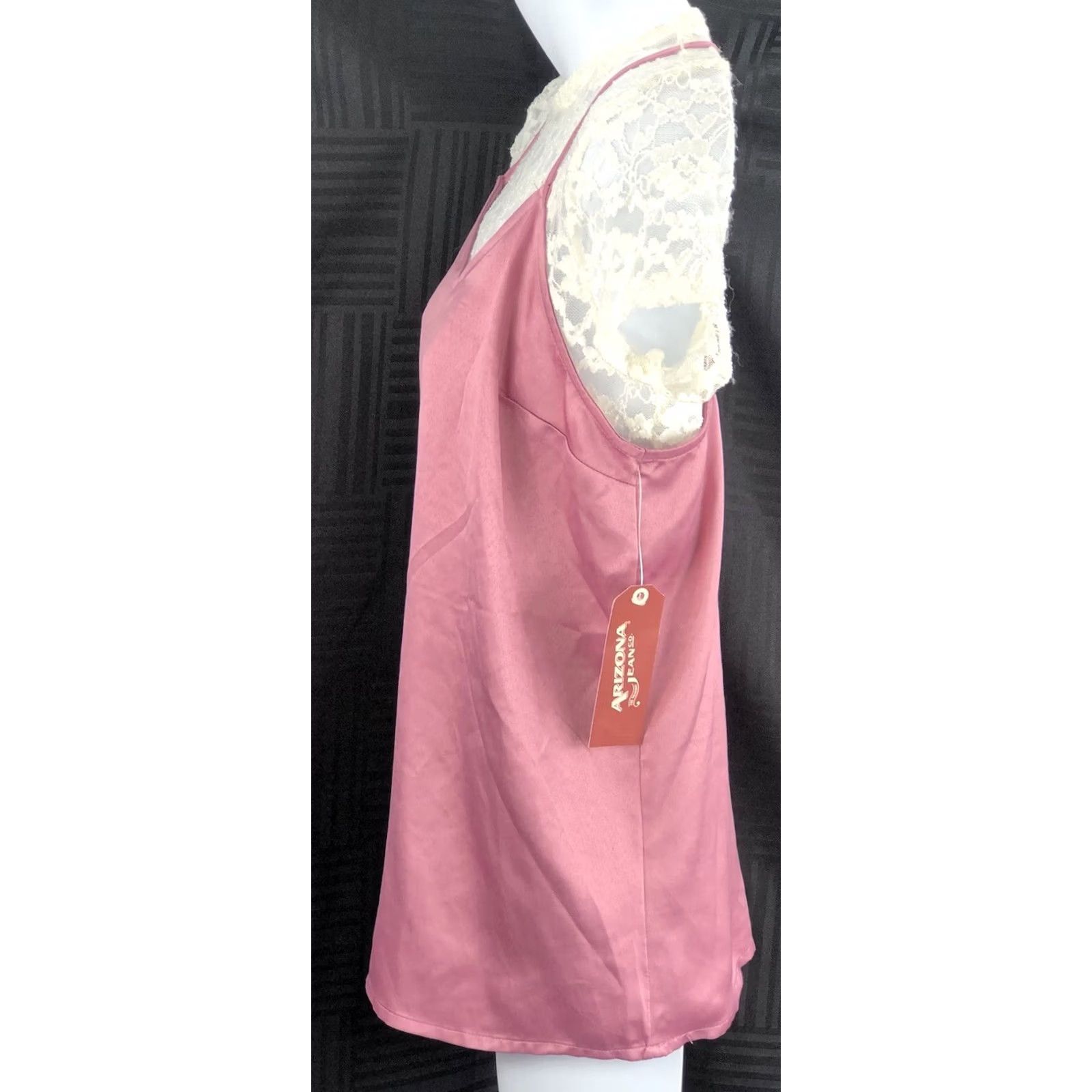 Vintage Vintage Satin Lace Cami Top XS Ivory Mauve 90s Clueless Fairy Y2K Tank Womens XS Pink/Nylon Polyester Lace Satin Camisole Top Size XS / US 0-2 / IT 36-38 - 2 Thumbnail
