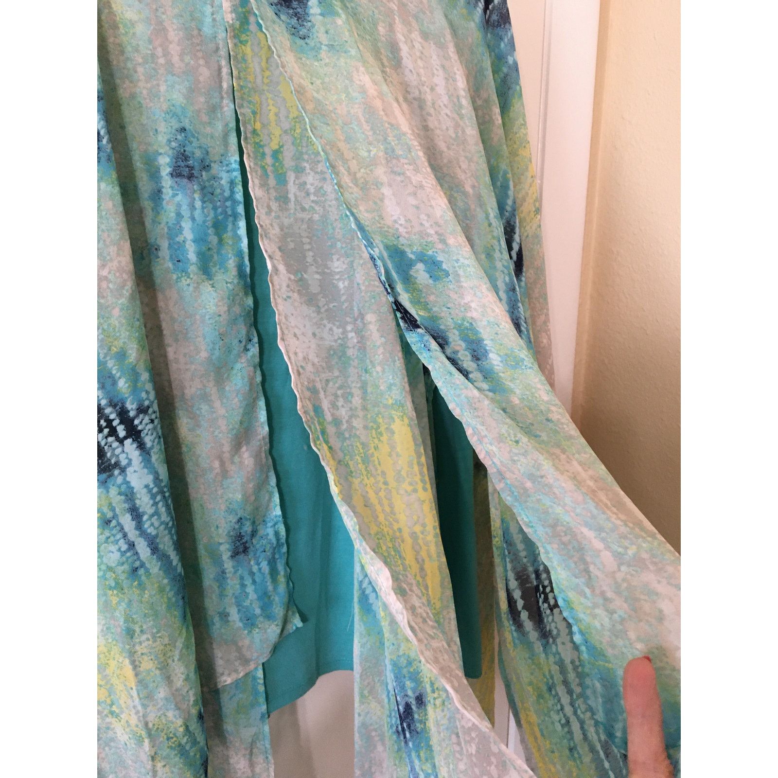 Other One World 2X Turquoise Blue W Flowing Chiffon Asymmetrical Size XXL / US 16-18 / IT 52-54 - 3 Thumbnail
