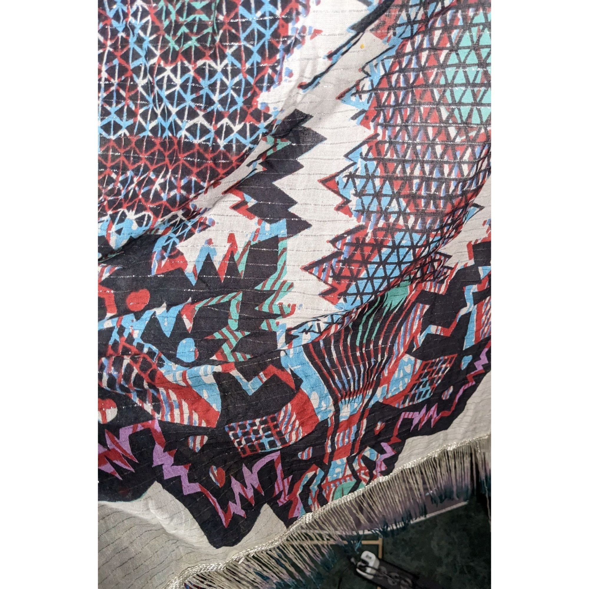 Topshop Topshop Southwestern Abstract Rainbow Ombre Fringe Scarf Size ONE SIZE - 8 Thumbnail