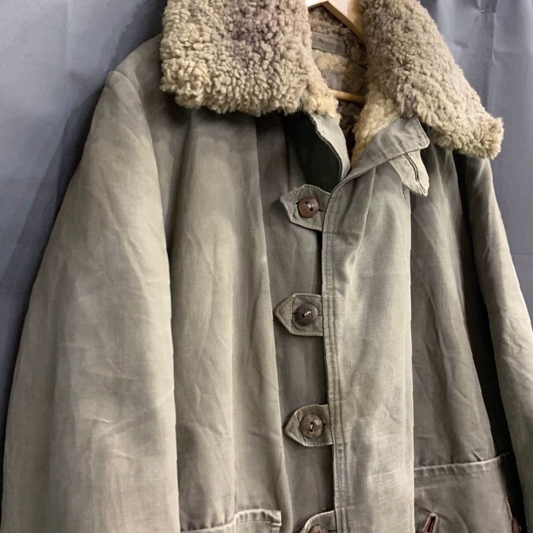 Vintage VINTAGE Swedish Army M1909 40s Sheepskin Coat Gray Khaki XL Mens Coat Military Jacket Size US XL / EU 56 / 4 - 4 Thumbnail