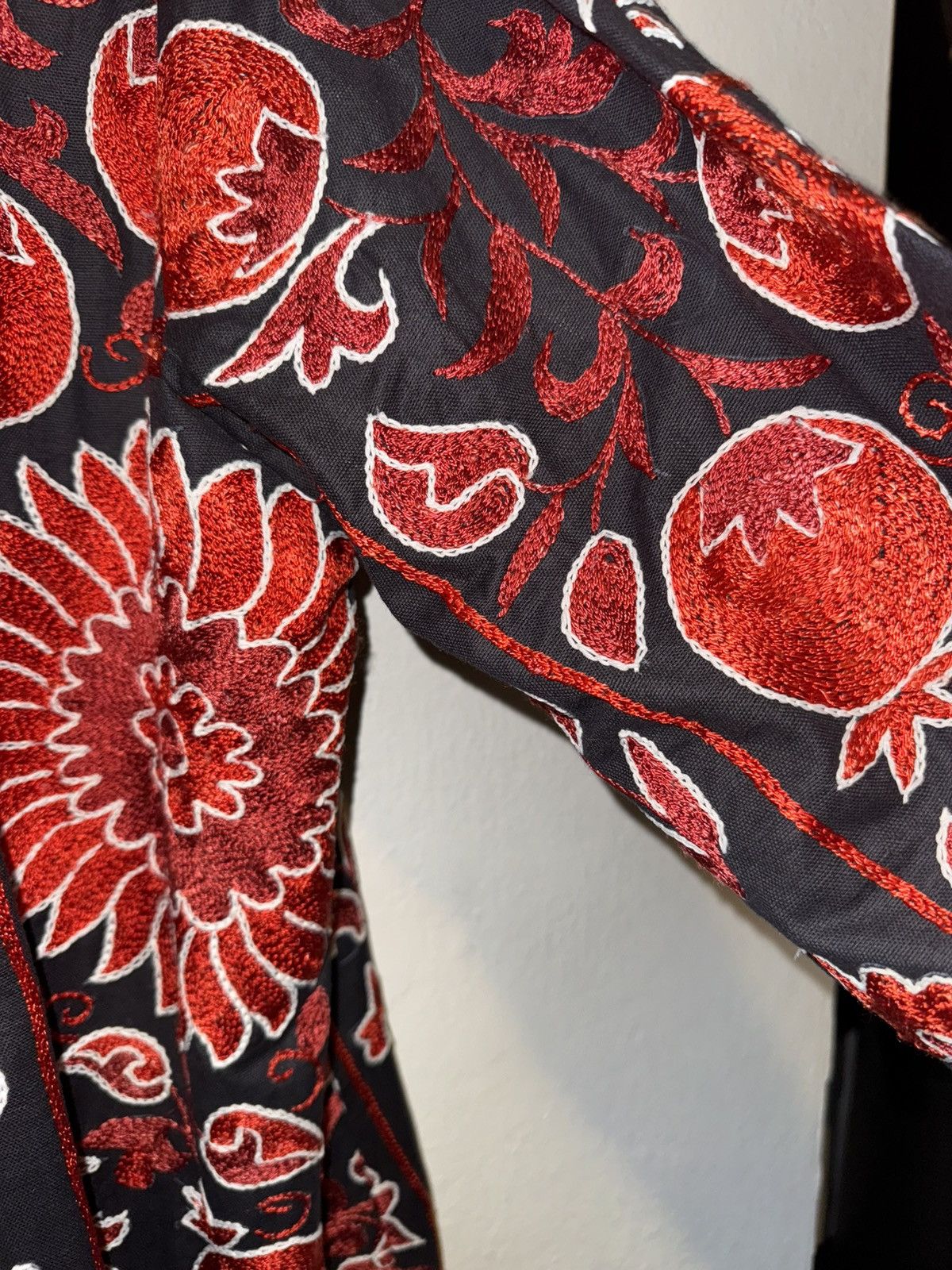 Handmade Turkish Red Black Handmade Embroidered Full Length Kaftan Size ONE SIZE - 14 Thumbnail