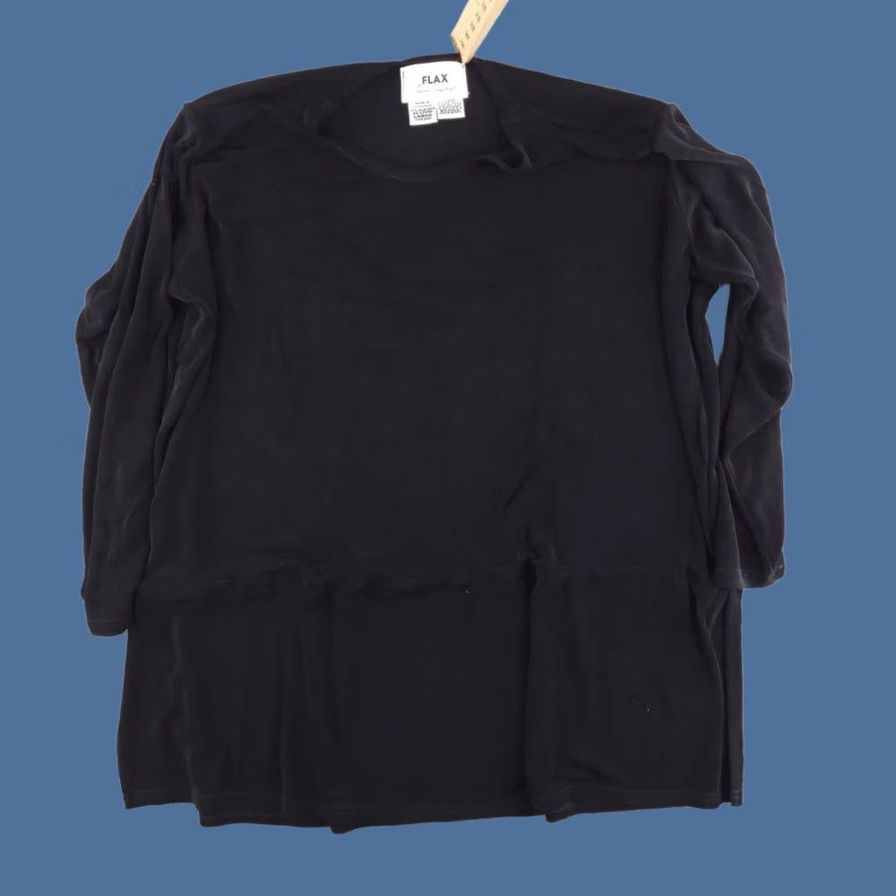 FLAX FLAX Shirt Womens Black Acetate Lycra Blouse No Iron Stretch Vintage: No Size L / US 10 / IT 46 - 1 Thumbnail