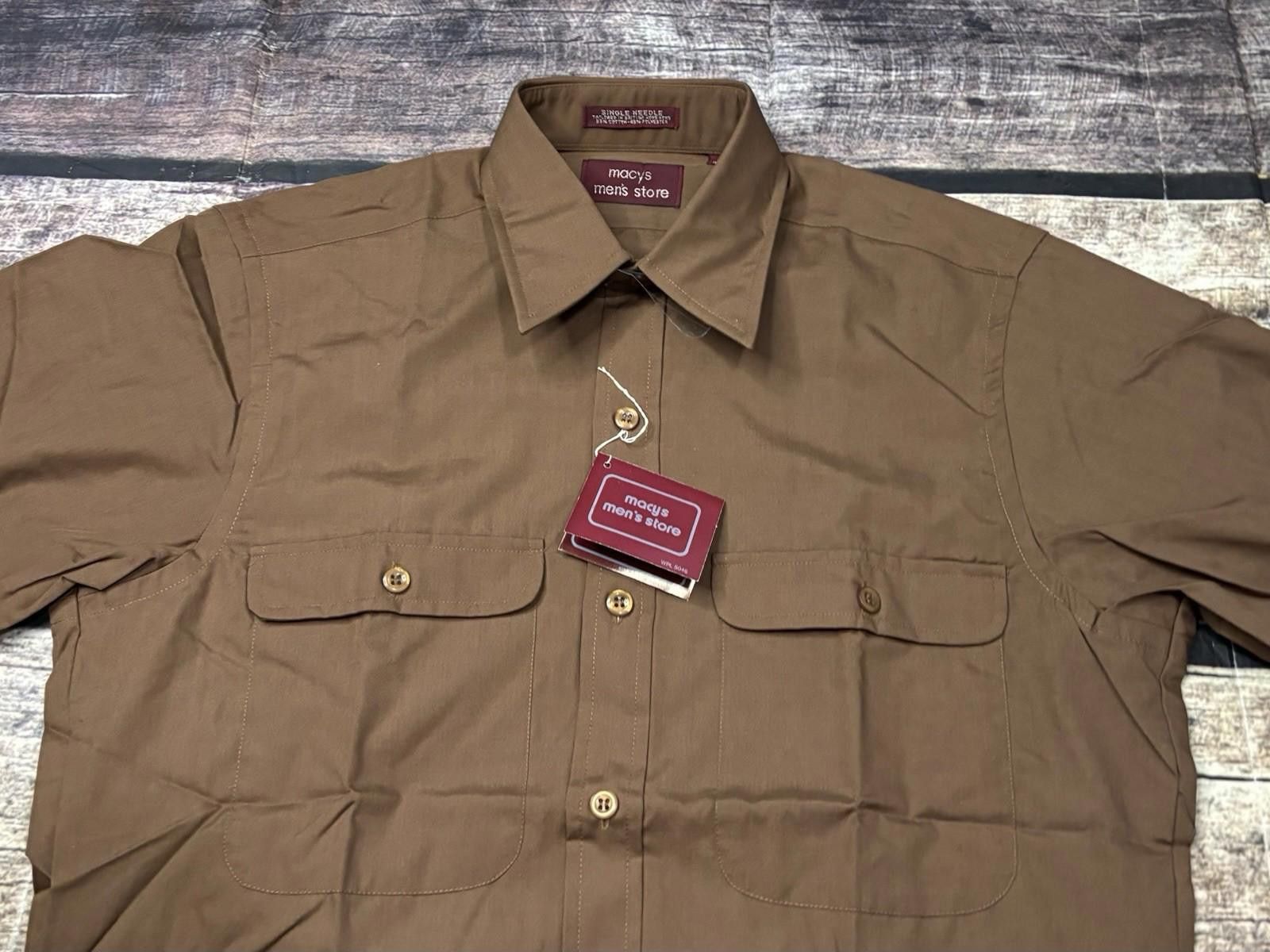 Macys VTG 70s Macys Mens Store Dress Shirt Small 14-14.5 NEW Size 36R - 4 Thumbnail