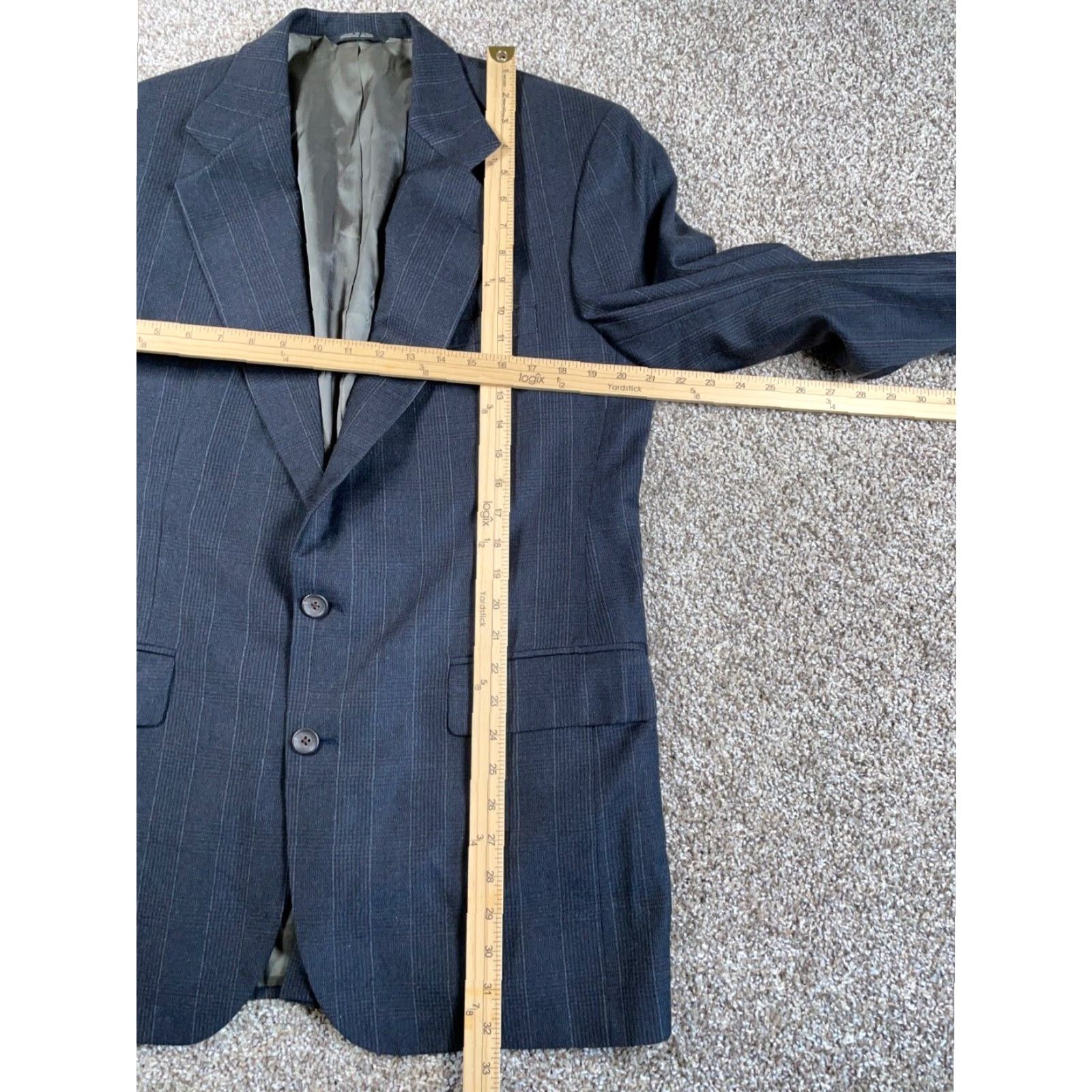 Ralph Lauren VINTAGE Ralph Lauren Chaps Wool Check 2 Button Blazer Men's 40 Dark Blue USA Size 40R - 5 Thumbnail