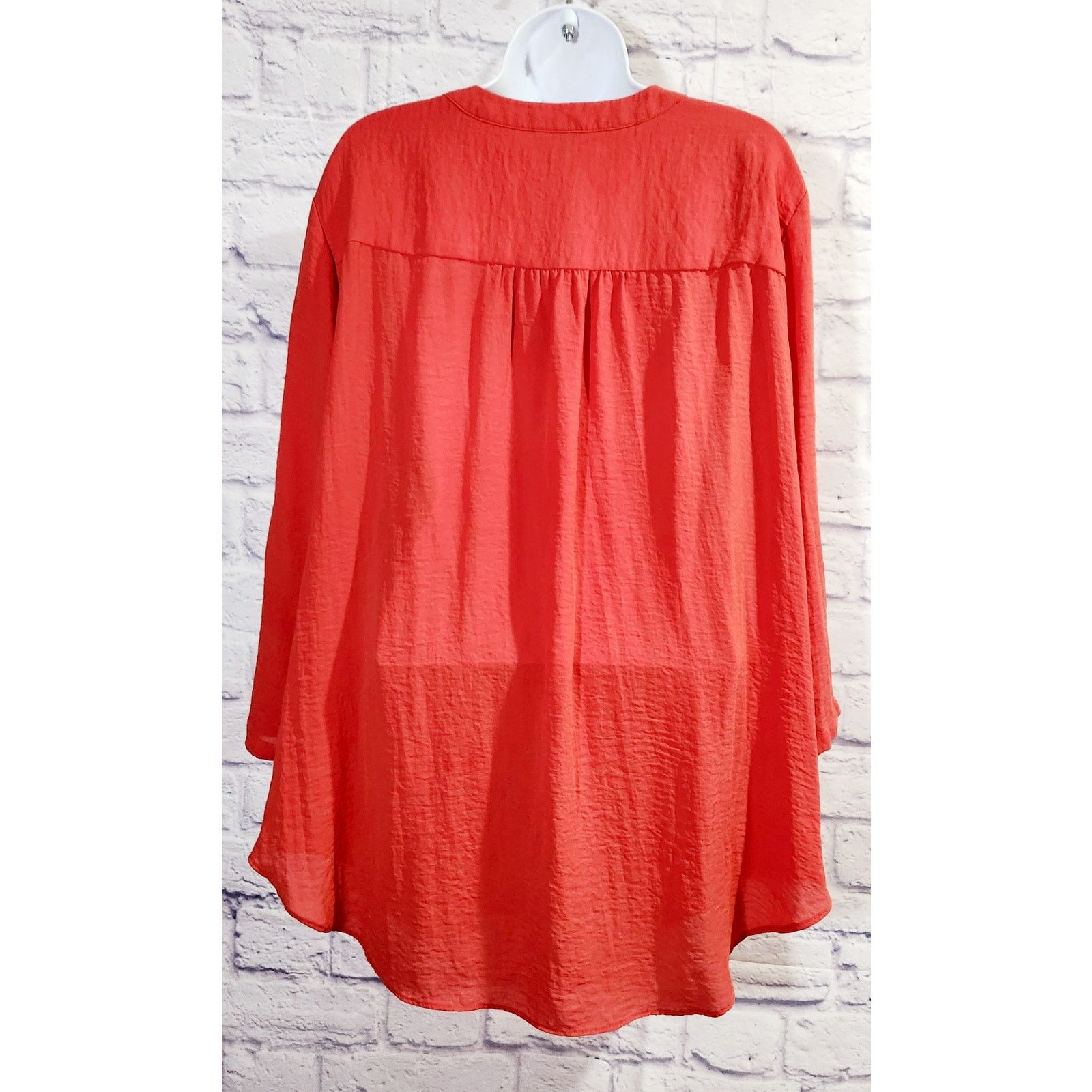 Other A.N.A Orange V Neck Pleated Shoulders Top 2X Plus Flowy Size L / US 10 / IT 46 - 3 Thumbnail