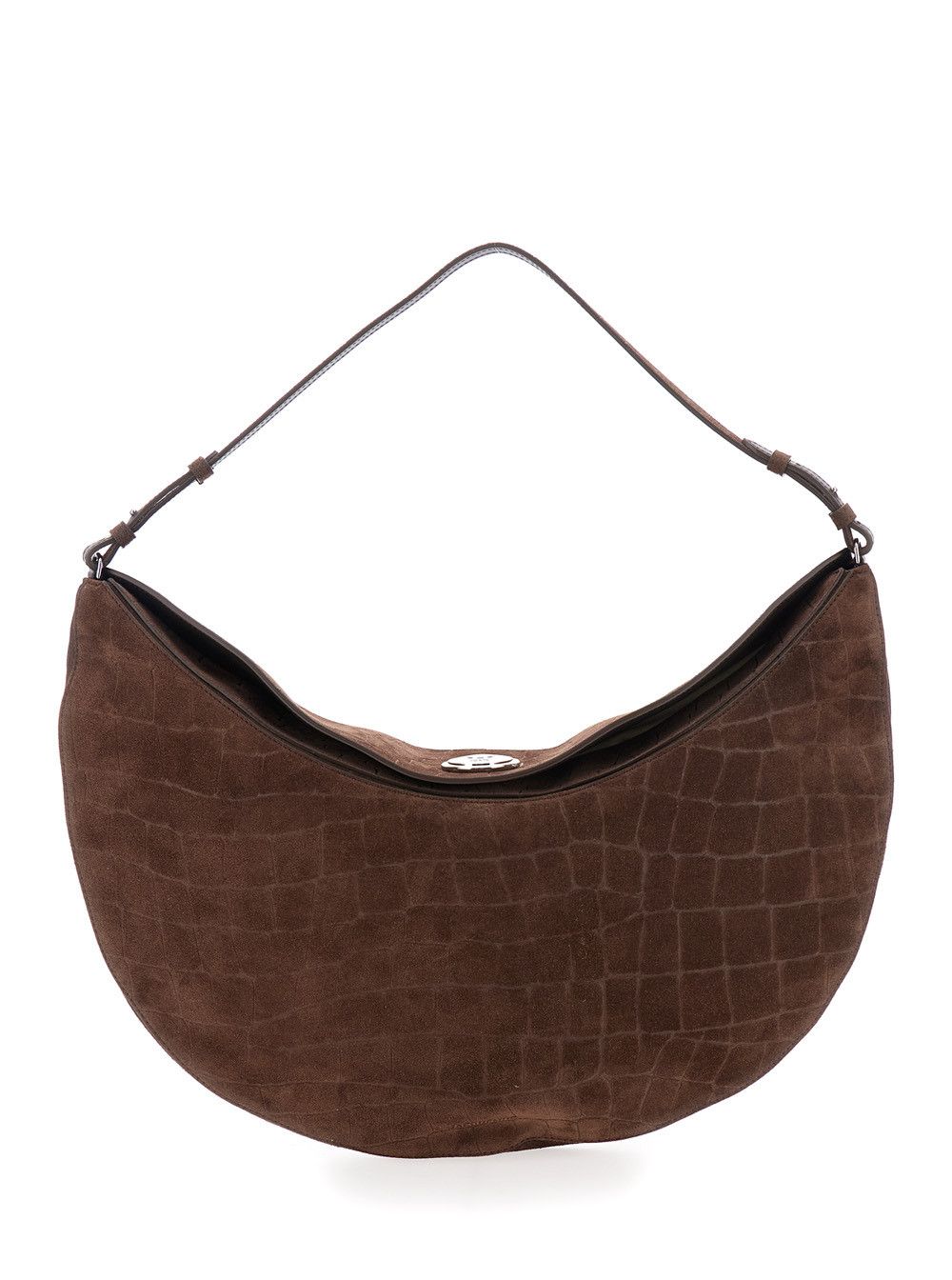 Jacquemus 'Le Calisso Rond Large' Brown Shoulder Bag with Adjustable Strap and Embossed Crodocile Effect in Leather Woman Size ONE SIZE - 1 Thumbnail