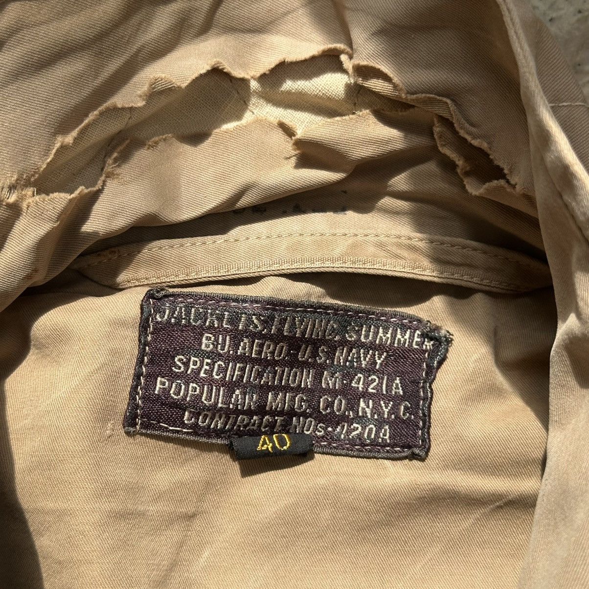 Vintage Original 1940s US Navy/Marine Corp M-421A Summer jacket Size US M / EU 48-50 / 2 - 3 Thumbnail