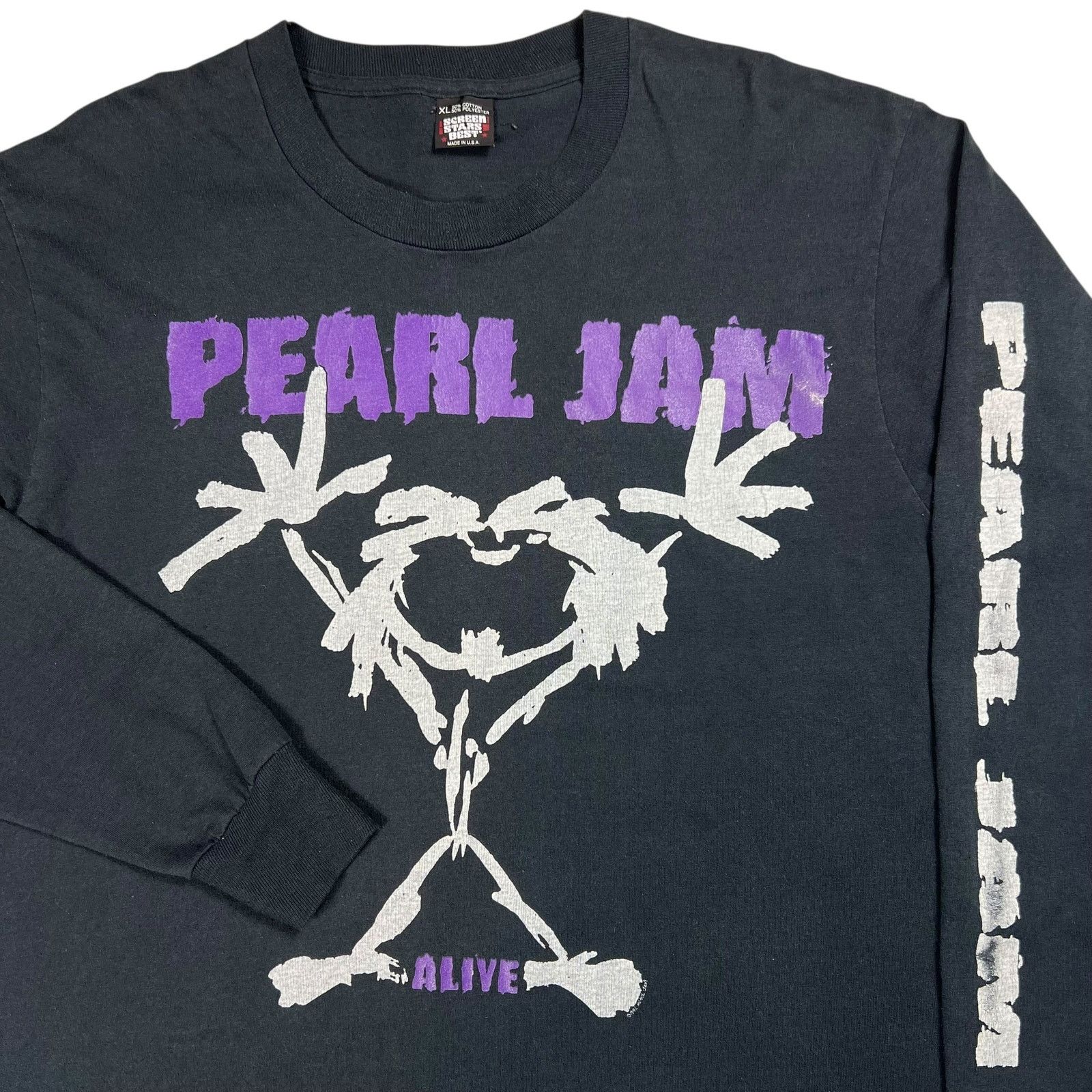 Band Tees × Vintage Vintage 90s Pearl Jam Stickman Alive long sleeve print shirt Size US XL / EU 56 / 4 - 2 Thumbnail