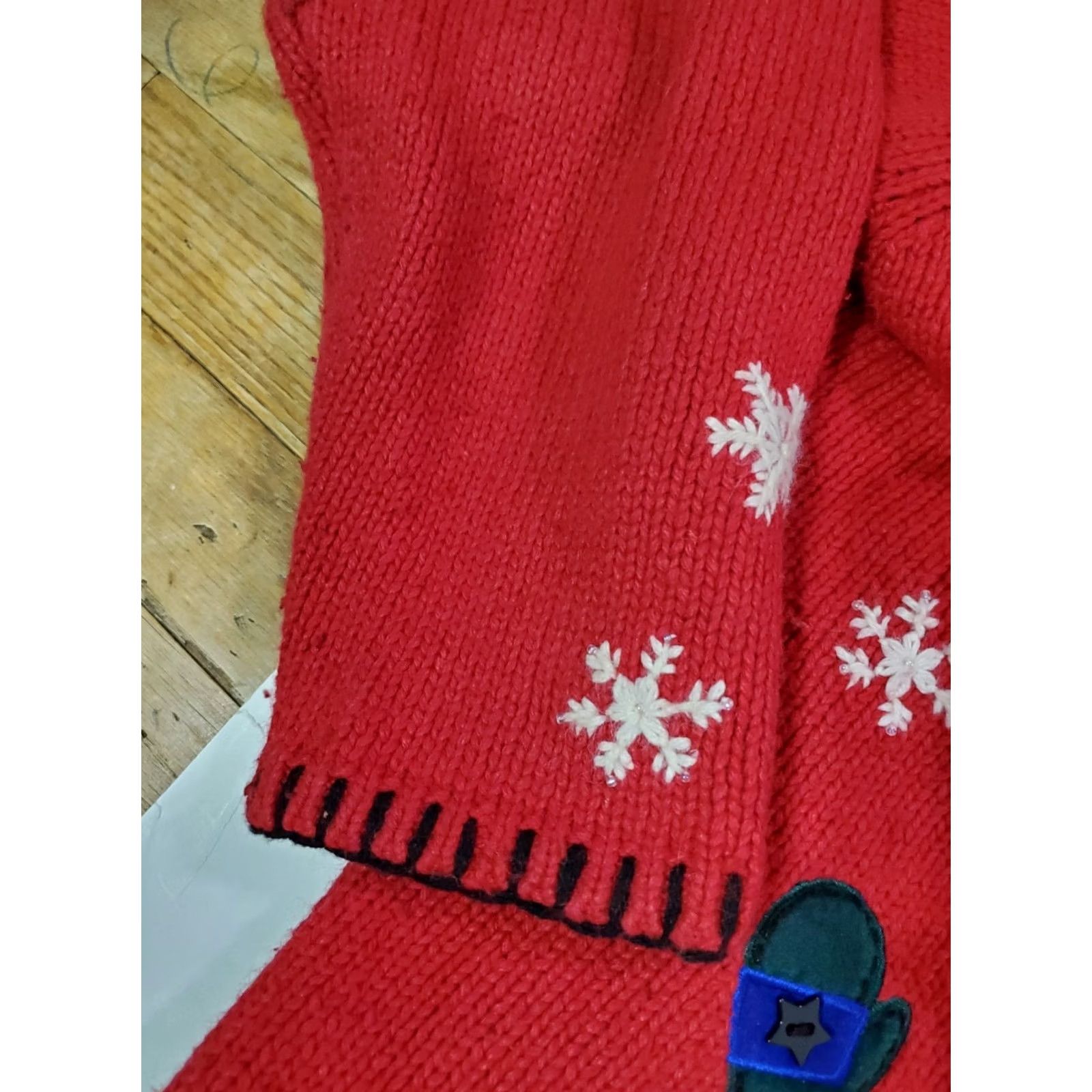 Croft & Barrow VINTAGE Croft & Barrow Cardigan Womens Large Red Christmas Sweater Snowmen Snowflakes Knit Embroidered Button Size L / US 10 / IT 46 - 5 Thumbnail