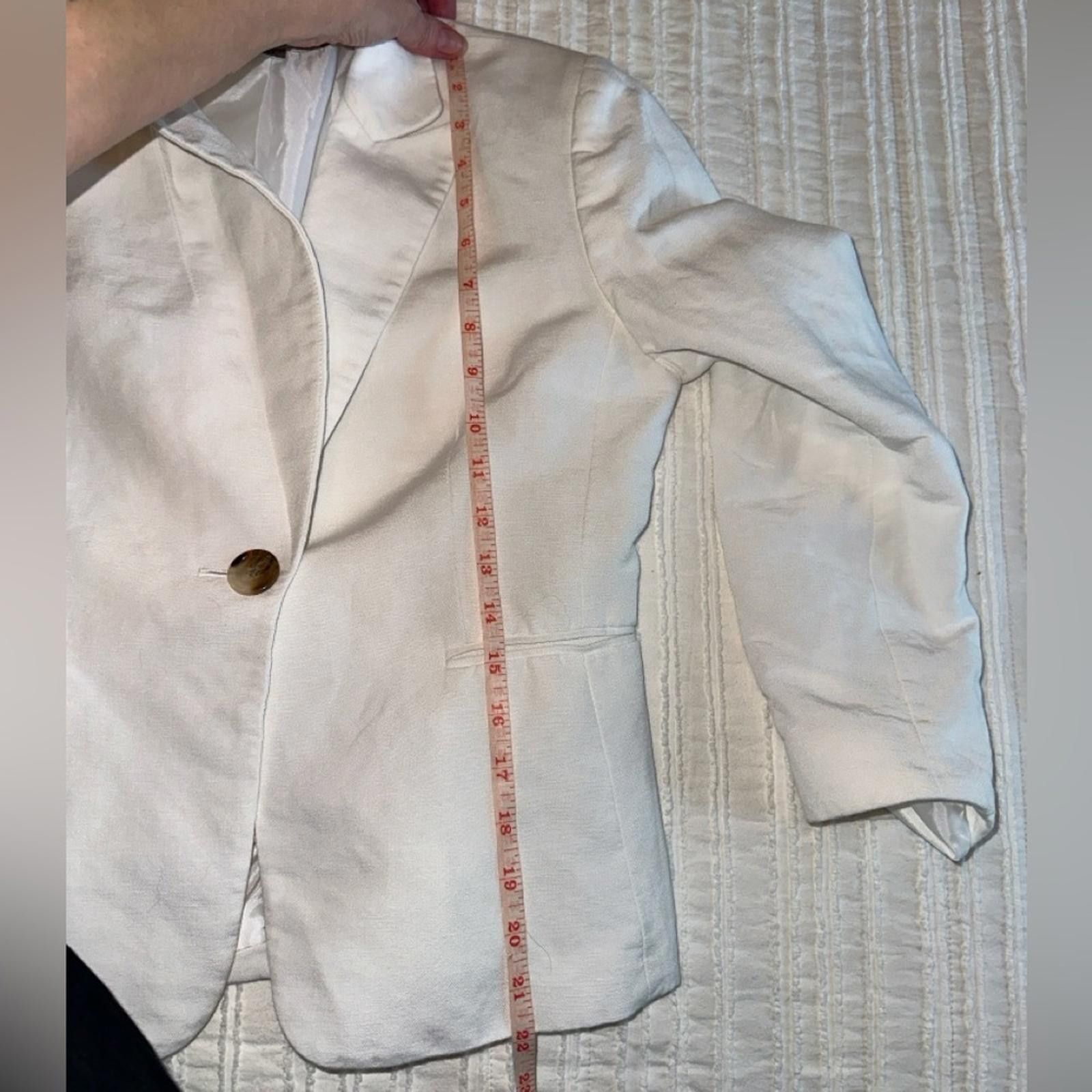 Elie Tahari Tahari Linen Blazer 8 P Women's White Size M / US 6-8 / IT 42-44 - 5 Thumbnail