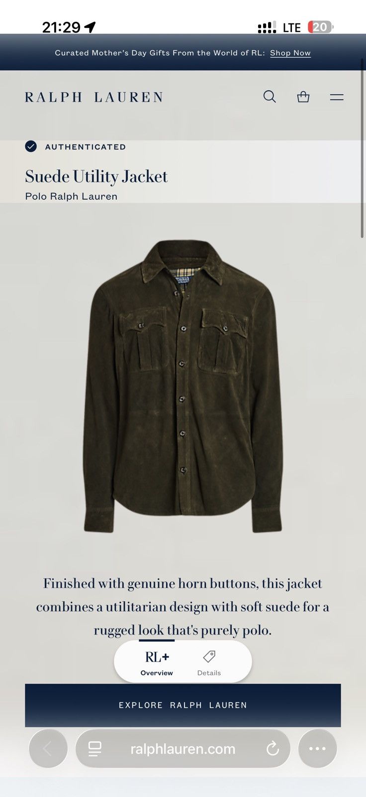 Polo Ralph Lauren Ralph Lauren Suede Utility Jacket Green Goat Leather Field L Size US L / EU 52-54 / 3 - 7 Thumbnail