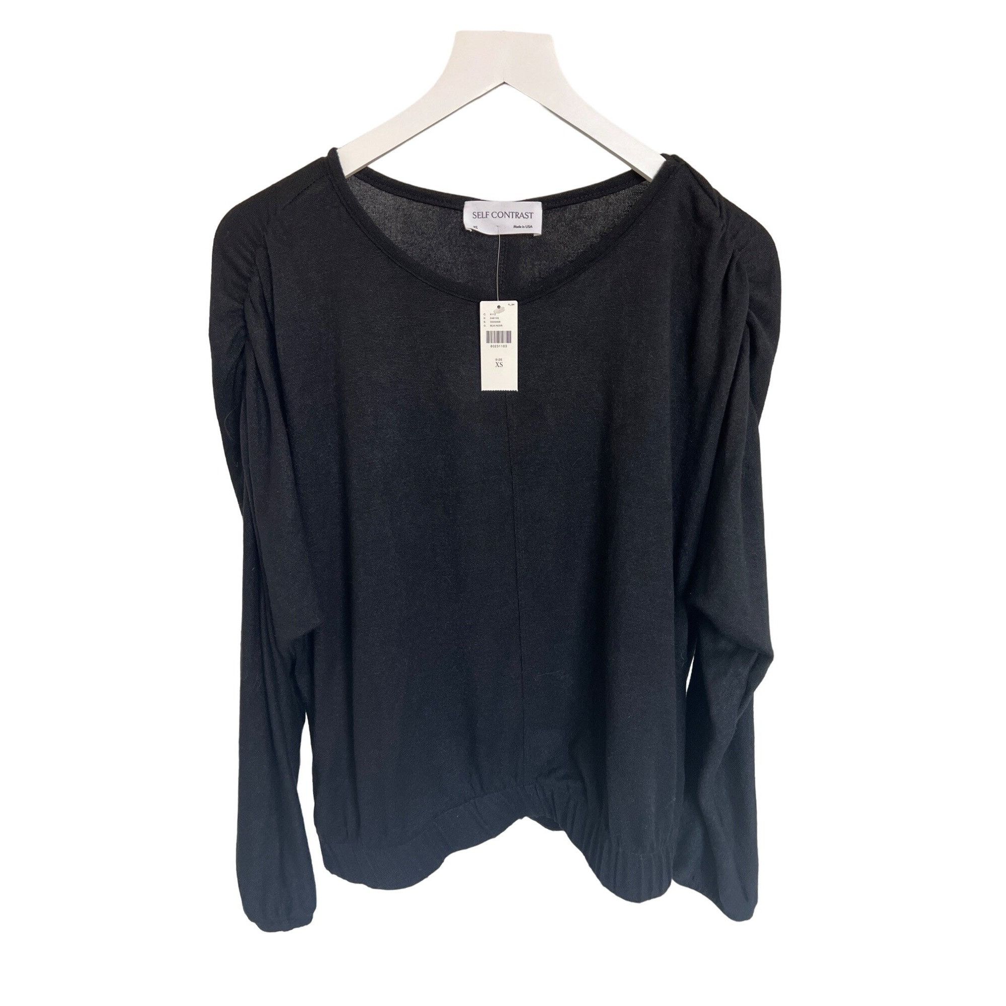 Anthropologie Self Contrast Amadi Black Long-Sleeve Bubble Top Anthropolog Size XS / US 0-2 / IT 36-38 - 5 Thumbnail