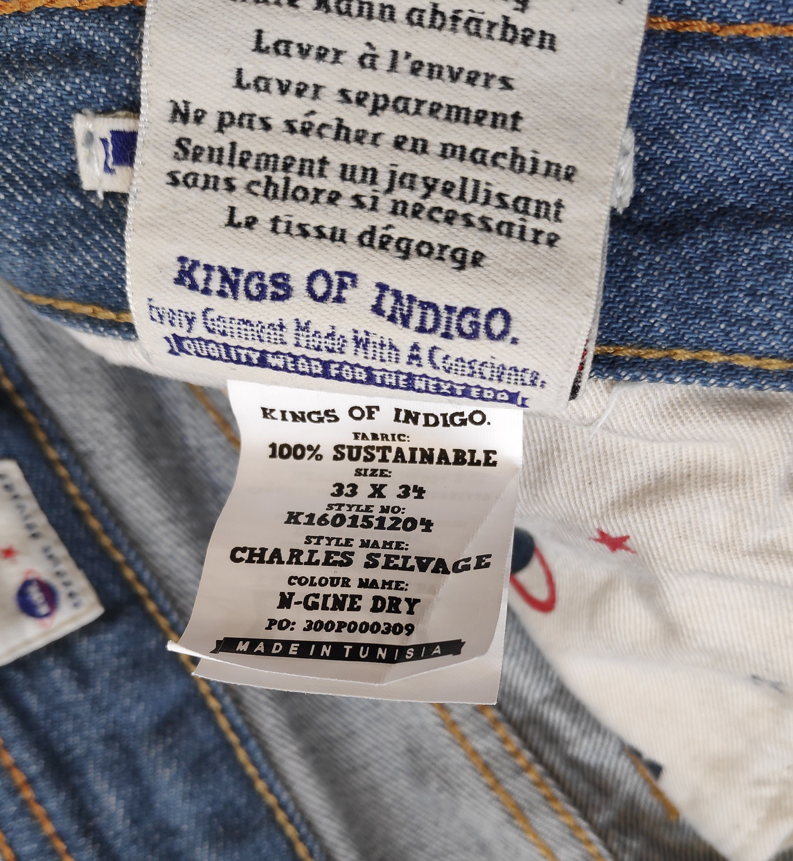 Kings Of Indigo K.O.I. Kings of Indigo Selvedge Slim Mid Rise Denim Jeans Size US 33 - 14 Thumbnail