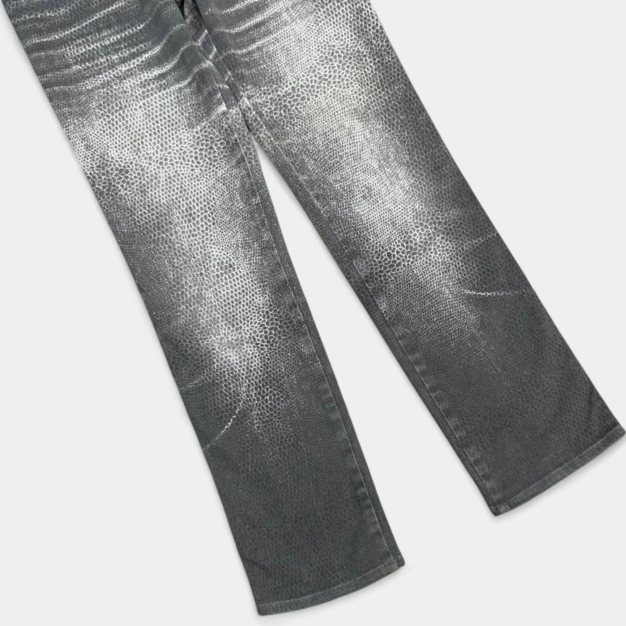 Roberto Cavalli Cavalli Vintage Grey Distressed Snake Effect Jeans Size 27" / US 4 / IT 40 - 3 Thumbnail