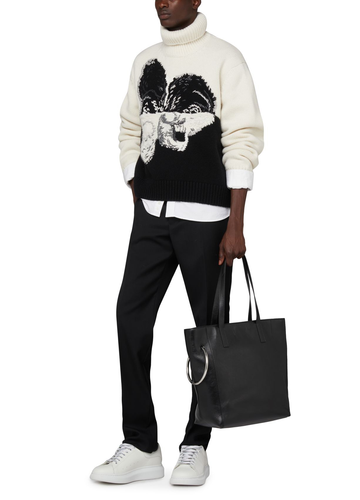 Alexander McQueen o1y1024 Turtleneck Sweater in White & Black Size US S / EU 44-46 / 1 - 6 Thumbnail