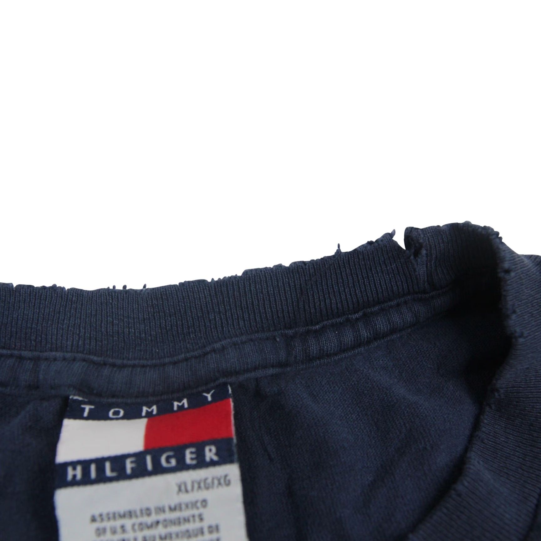 Tommy Hilfiger VINTAGE Tommy Hilfiger Distressed Spellout Graphic T Shirt Blue XL Mens 90s Size US XL / EU 56 / 4 - 4 Thumbnail