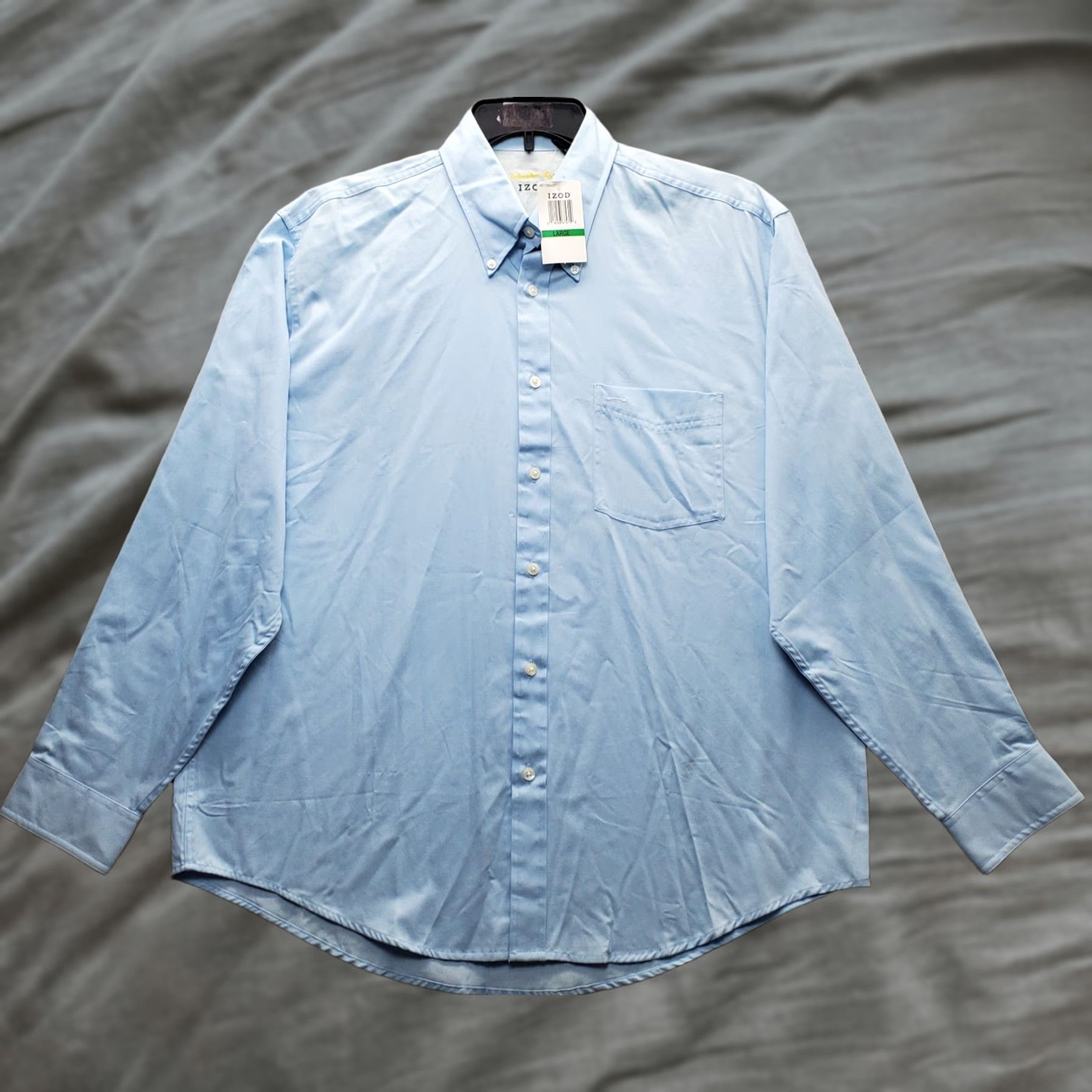 Izod IZOD Saltwater Shirt Mens Large Blue Classic Fit Easy Care Collared Button Down Size US L / EU 52-54 / 3 - 1 Thumbnail