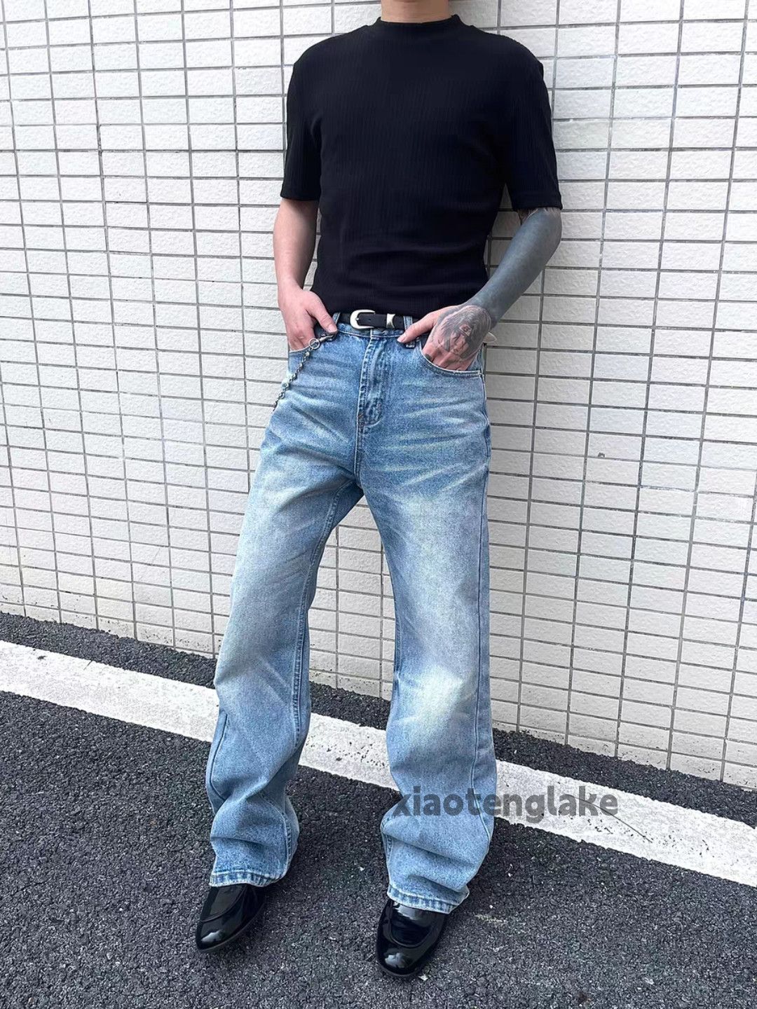 Jean Unisex washed faded cleanfit yuppie y2k flared jeans Size US 32 / EU 48 - 2 Thumbnail