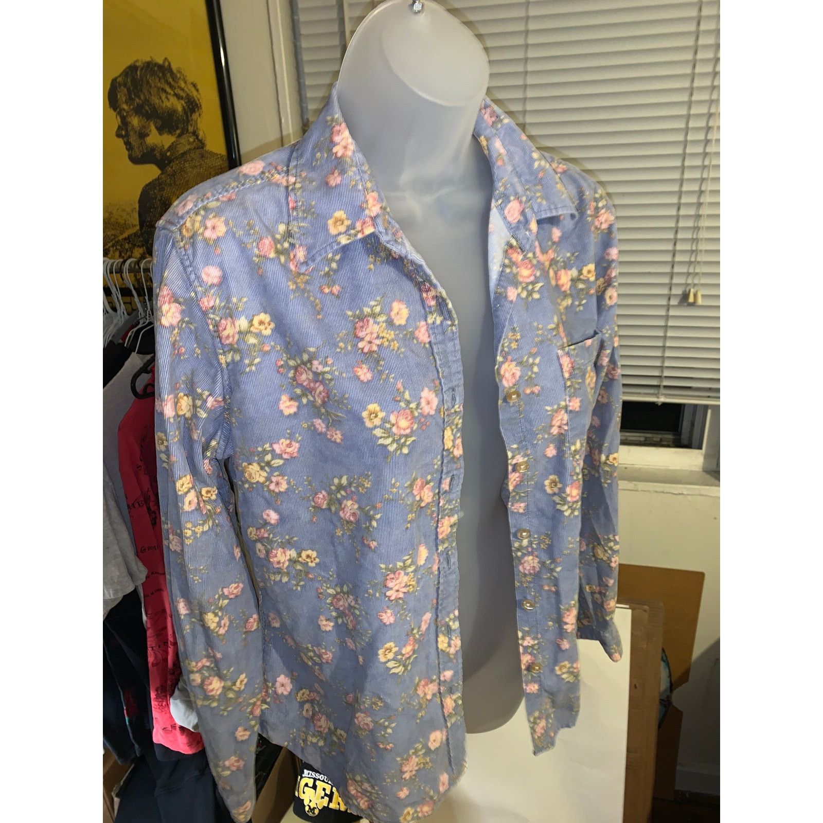 L.L. Bean L L Bean Floral Button Up Shirt Womens Small Blue Cotton Size S / US 4 / IT 40 - 5 Thumbnail