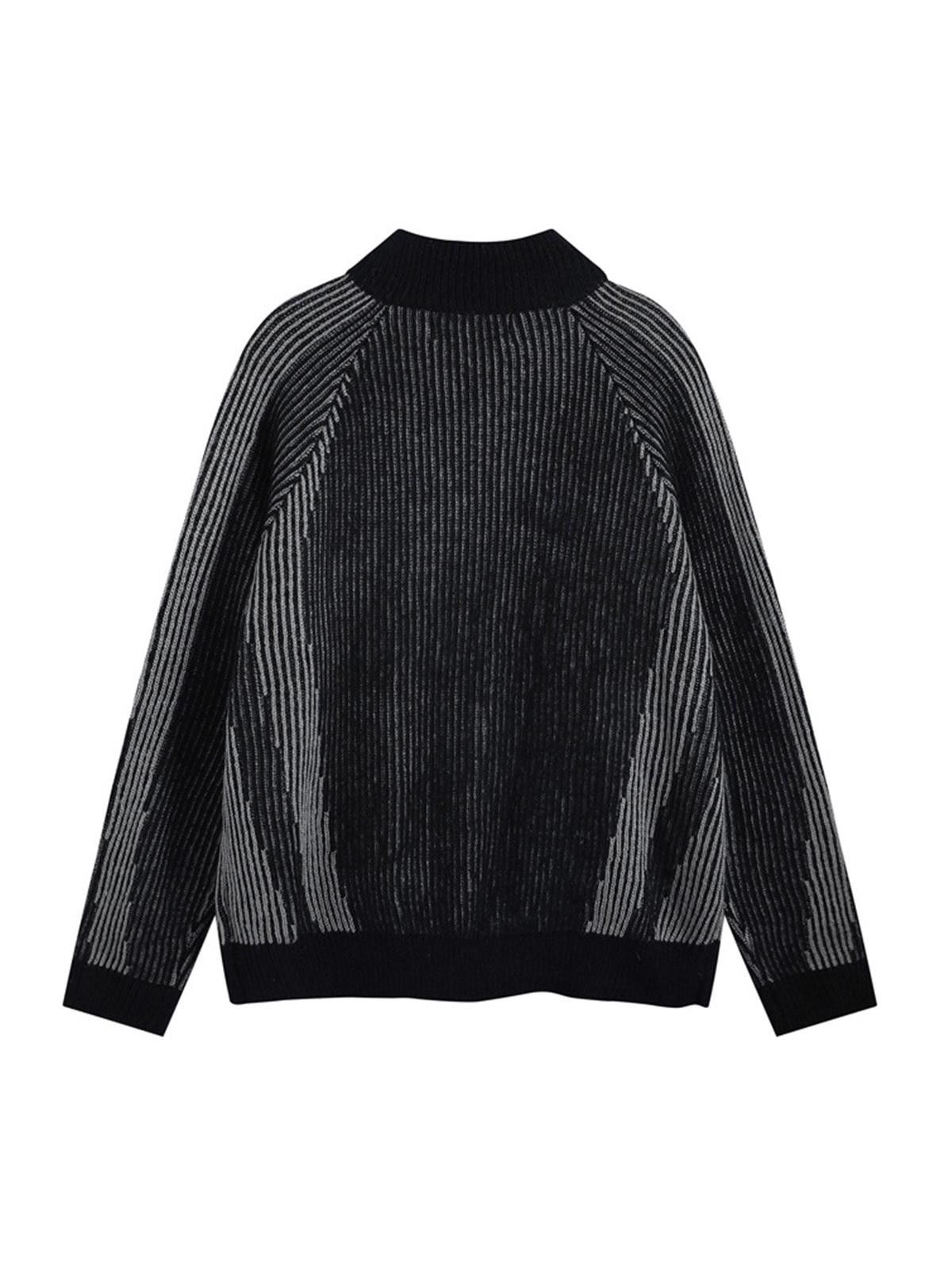 Zip-Up Cardigan Sweater – Stand Collar Knit Style