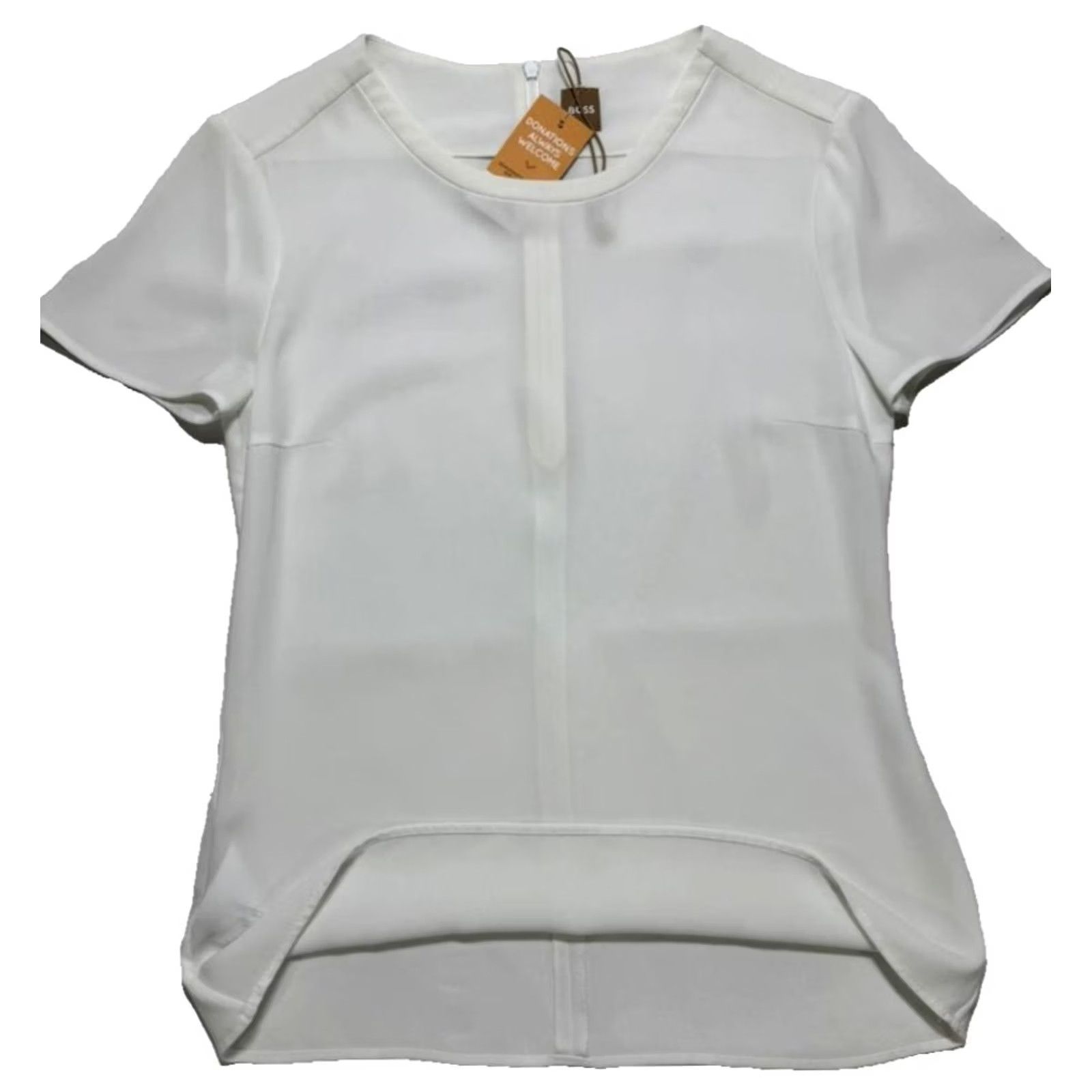 Hugo Boss HUGO BOSS Blouse Women White | Short Sleeve | 2 | Regular Fit | 100% Polyester | Made In Poland Size XS / US 0-2 / IT 36-38 - 7 Thumbnail