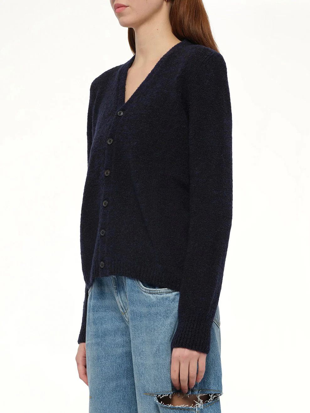 Maison Margiela o1w1db10526 Wool Cardigan in Navy Blue Size S / US 4 / IT 40 - 3 Thumbnail