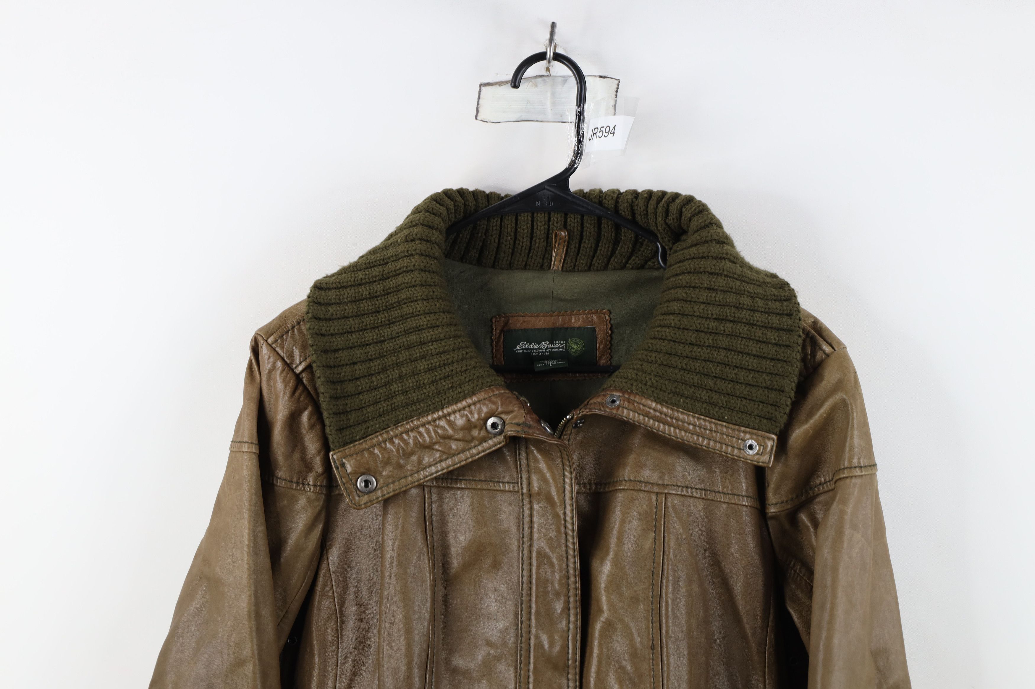 Eddie Bauer Vintage Eddie Bauer Leather Full Zip Bomber Jacket Breen Size L / US 10 / IT 46 - 2 Thumbnail