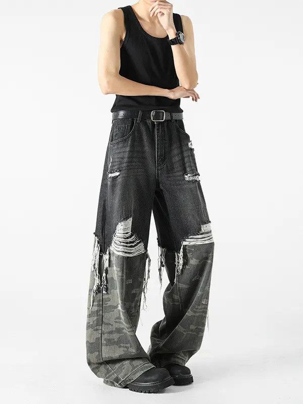 Japanese Brand Retro casual camouflage patchwork jeans Size US 32 / EU 48 - 3 Thumbnail