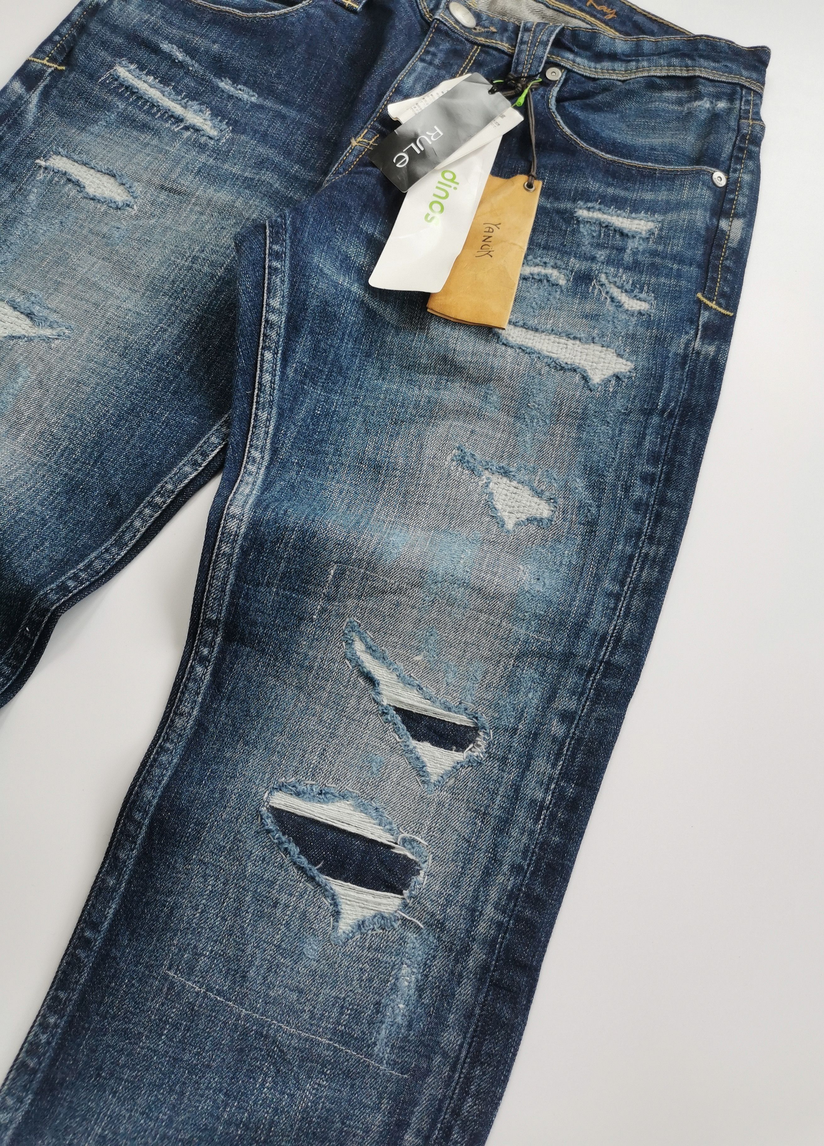Kapital Yanuk "Dino Rule" Distressed Slim Straight Denim Jeans (NWT) Size US 31 - 10 Thumbnail