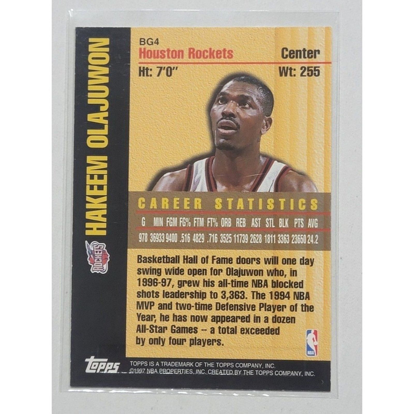 Other 1997-1998 Topps Hakeem Olajuwon Bound For Glory #BG4 Size ONE SIZE - 2 Thumbnail