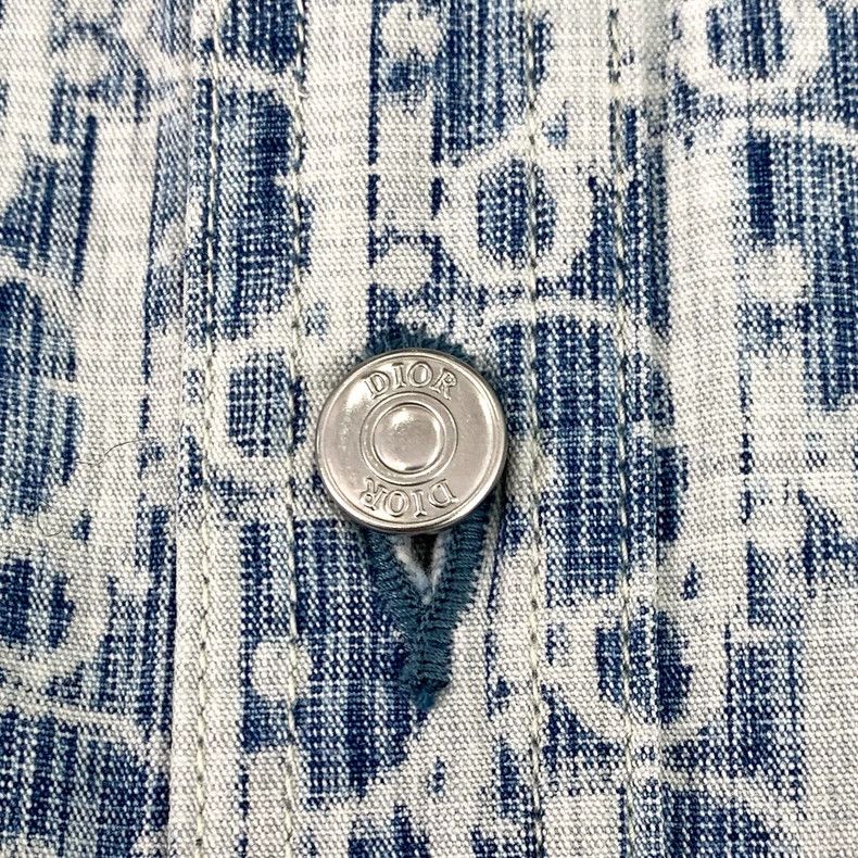 Dior Dior Blue logo old flower full print cotton lapel single-br Size US XS / EU 42 / 0 - 5 Thumbnail