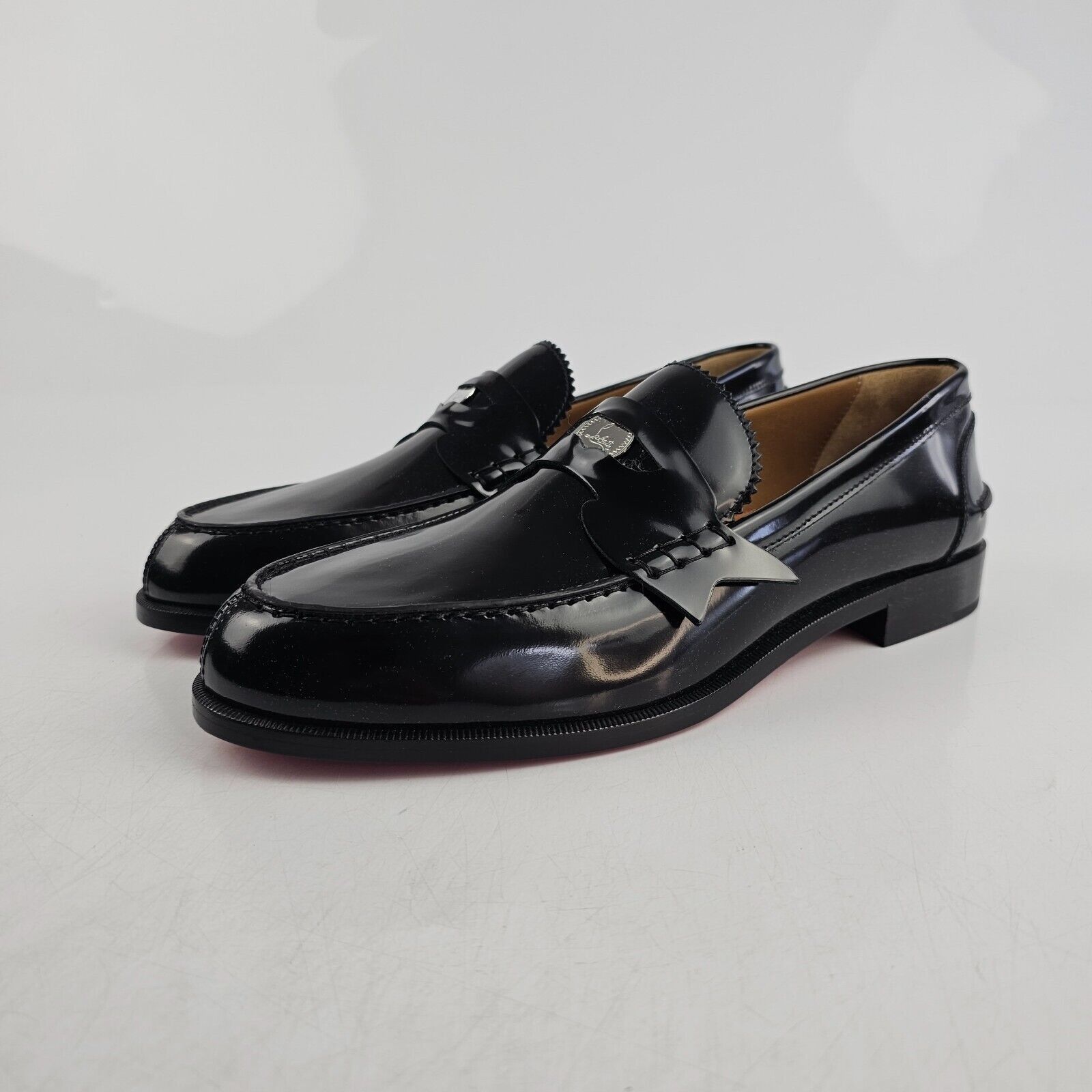 image of Christian Louboutin Penny Black Patent Leather Loafers New, Men's (Size 7)