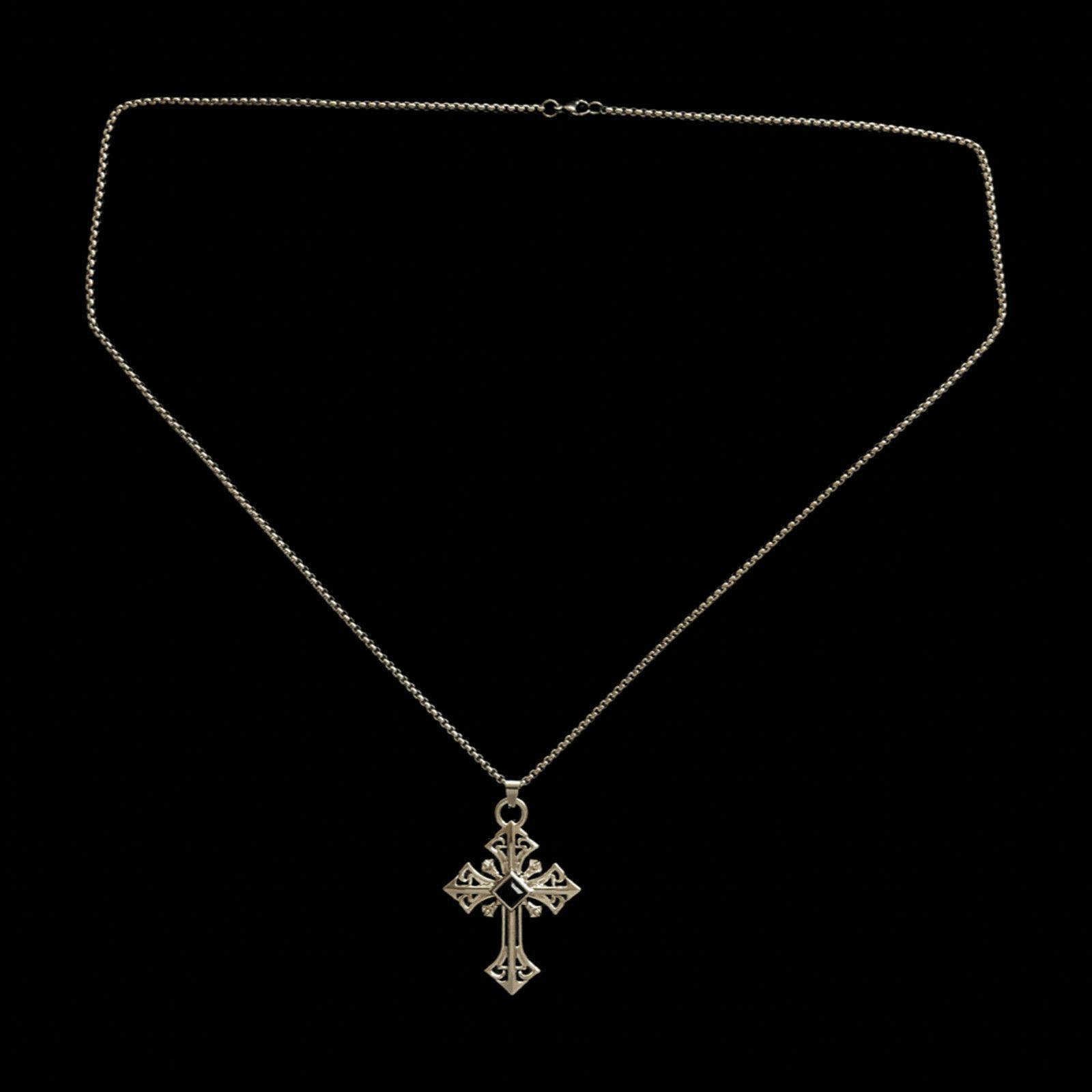 Jewelry Cross Pendant Necklace Punk Chain Size ONE SIZE - 3 Thumbnail