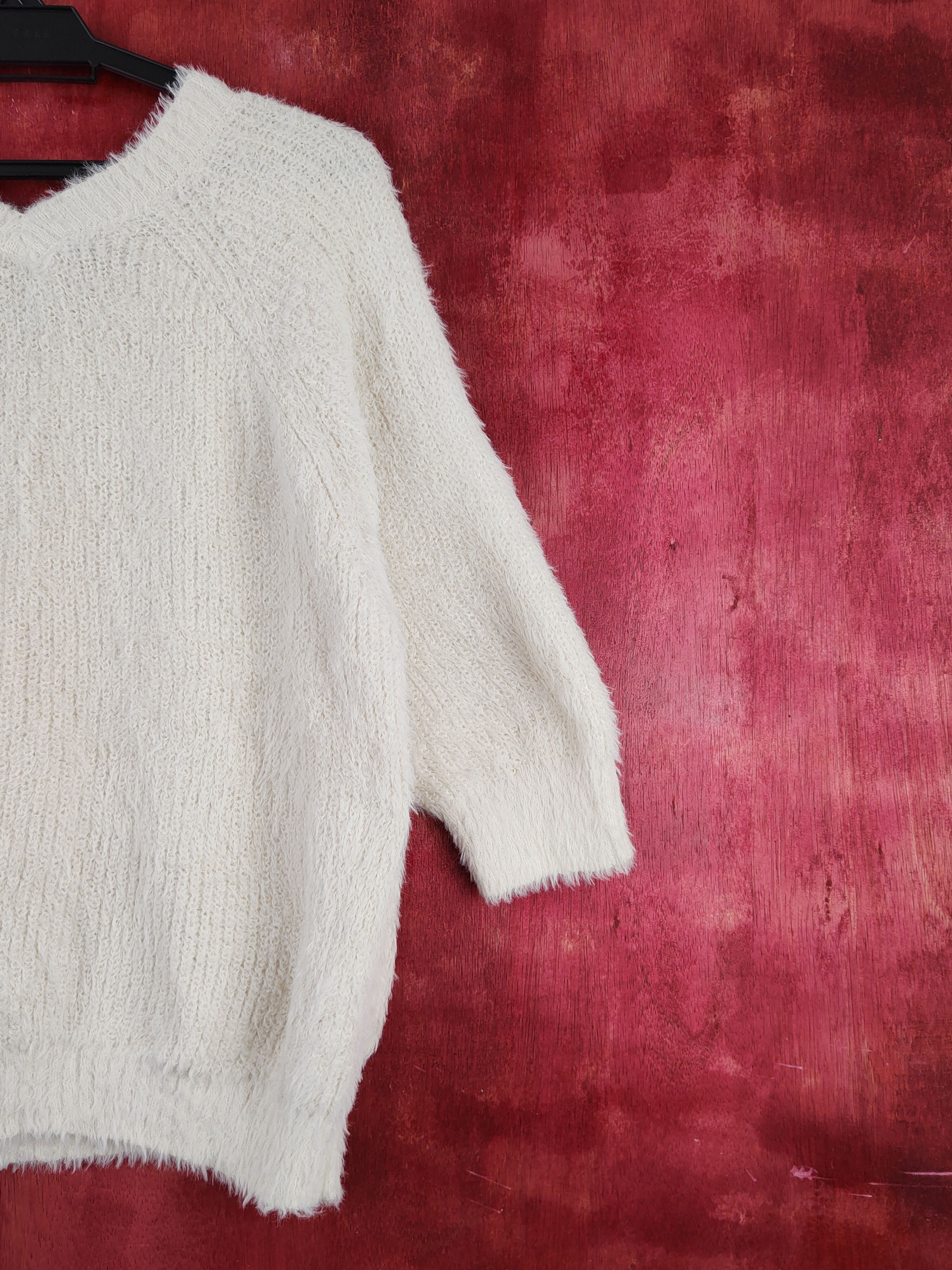 GU GU Ivory Shag Shaggy Fur Mohair Knitwear #S2003 Size L / US 10 / IT 46 - 9 Thumbnail