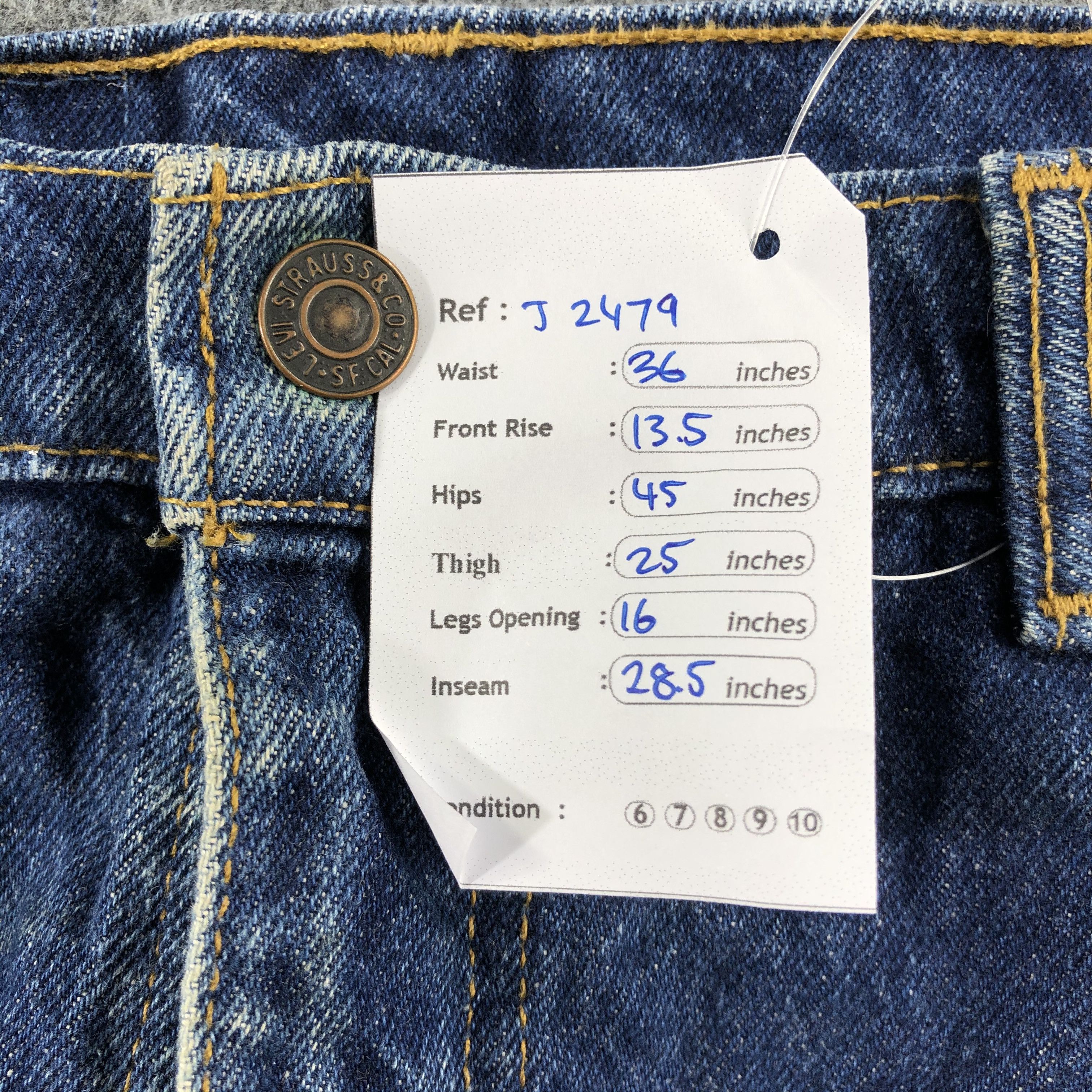 Levi's 90s Vintage Blue Wash Levis 619 Jeans-J2479 Size US 36 / EU 52 - 11 Thumbnail