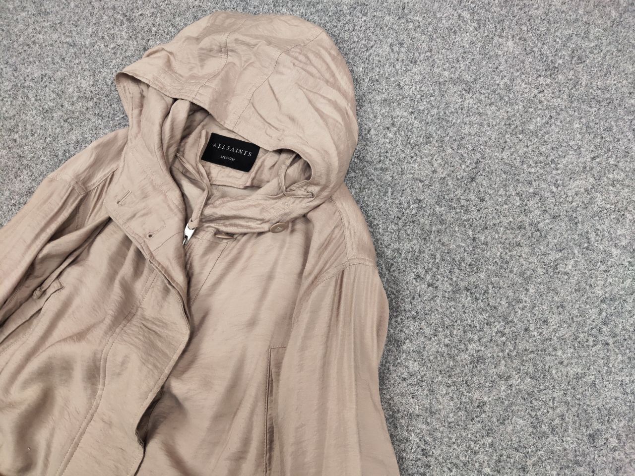 Allsaints All Saints Kinsley Parka Hooded Zip Up Tan Jacket Coat Size M / US 6-8 / IT 42-44 - 4 Thumbnail