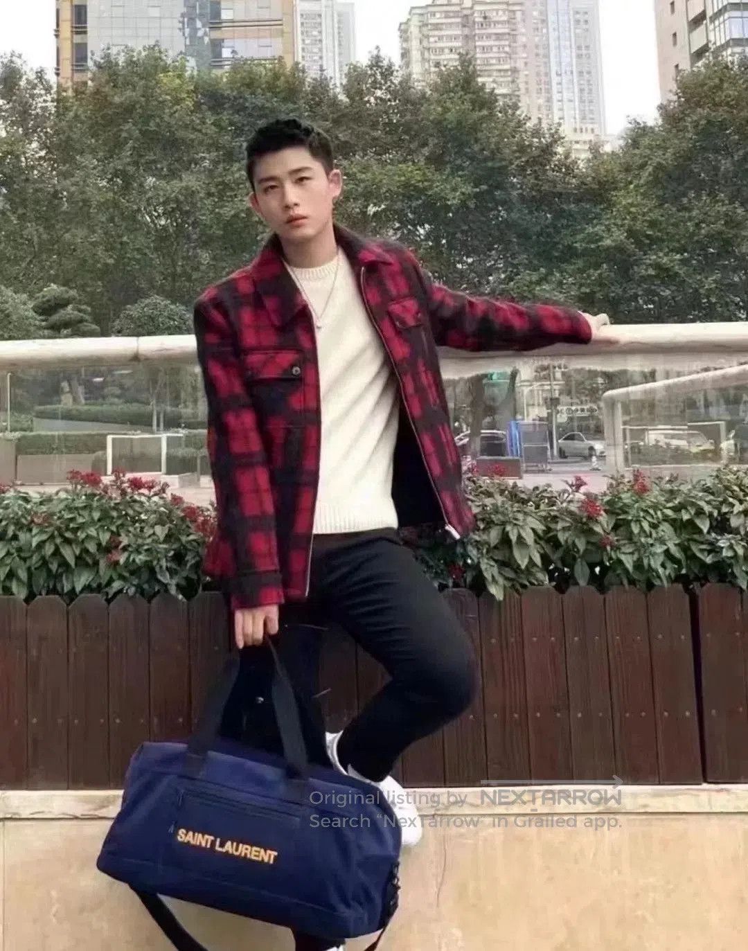 Saint Laurent Paris Saint Laurent FW22 Red Black Check Jacket. Size US M / EU 48-50 / 2 - 7 Thumbnail