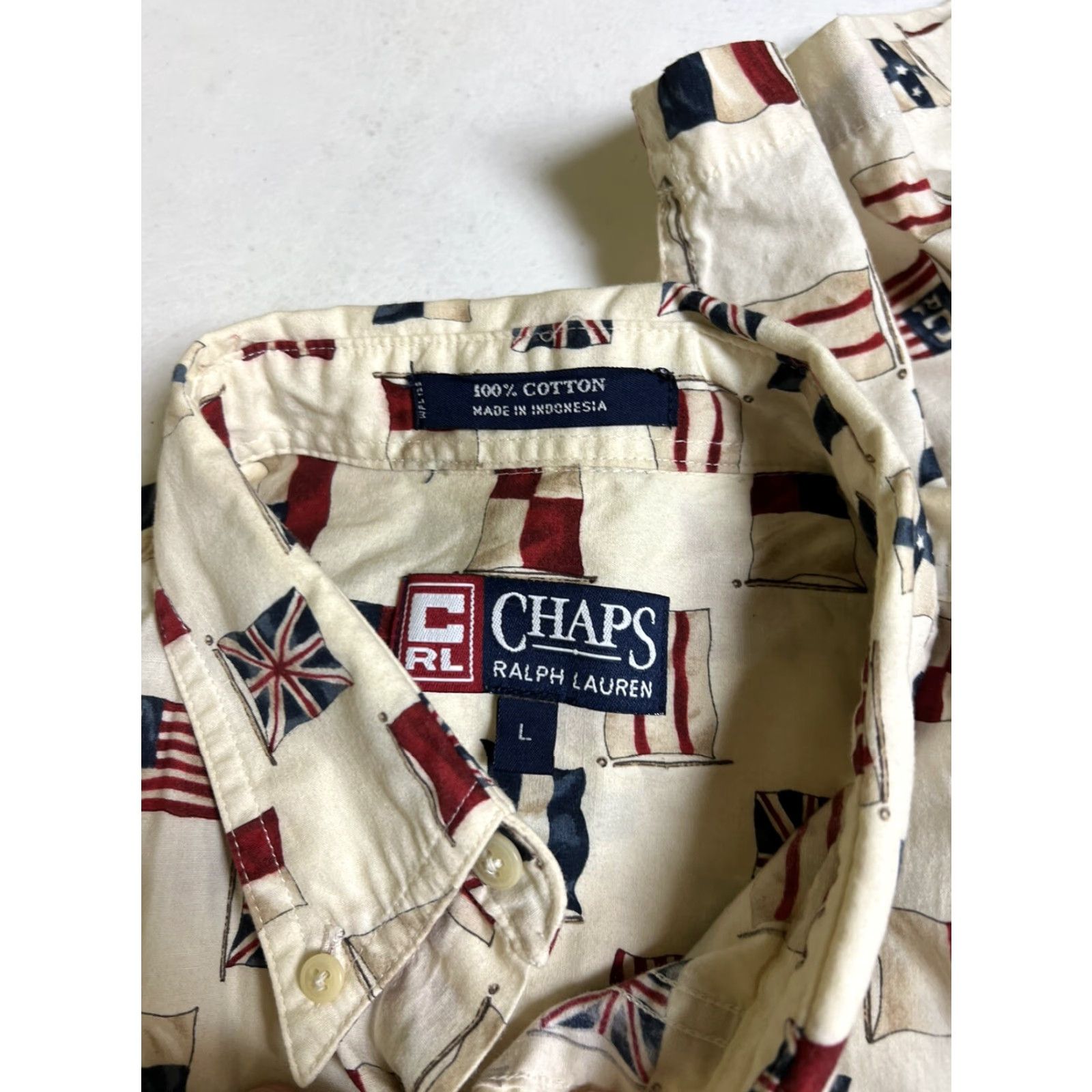 Chaps Ralph Lauren Chaps Shirt Short Sleeve - L Multicolor International Flags Design Button-Up Collared Men Shirt Size US L / EU 52-54 / 3 - 4 Thumbnail