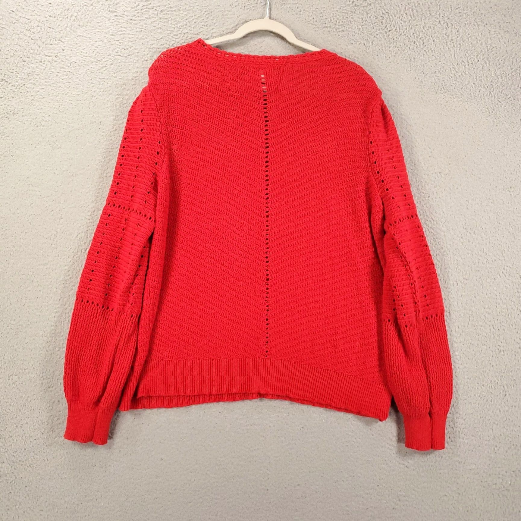 Vintage Womens Red Sweater 2X Pullover Knit Open Puff Sleeve Boat Neck Knit Style Boho Knox Rose Size XXL / US 16-18 / IT 52-54 - 7 Thumbnail
