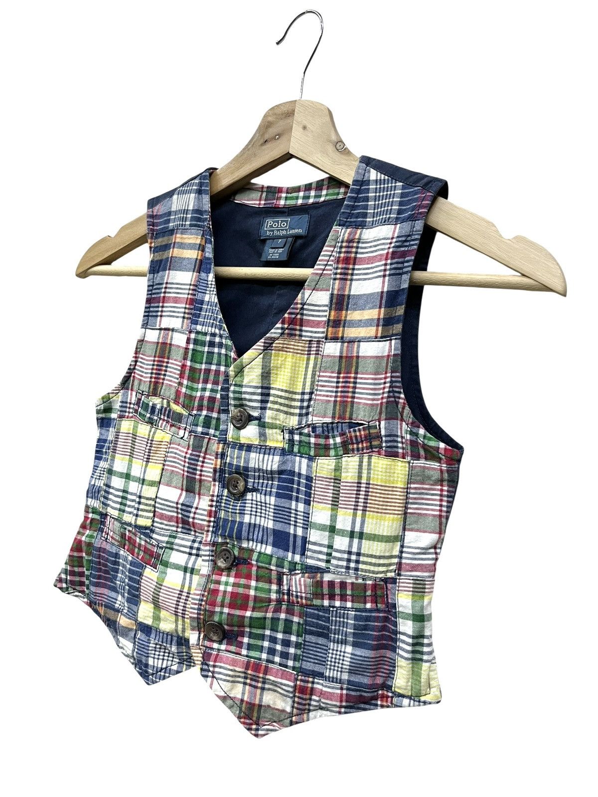 Polo Ralph Lauren Vintage Polo Ralph Lauren Patchwork Madras Plaid Vest Junior Size US XXS / EU 40 - 3 Thumbnail